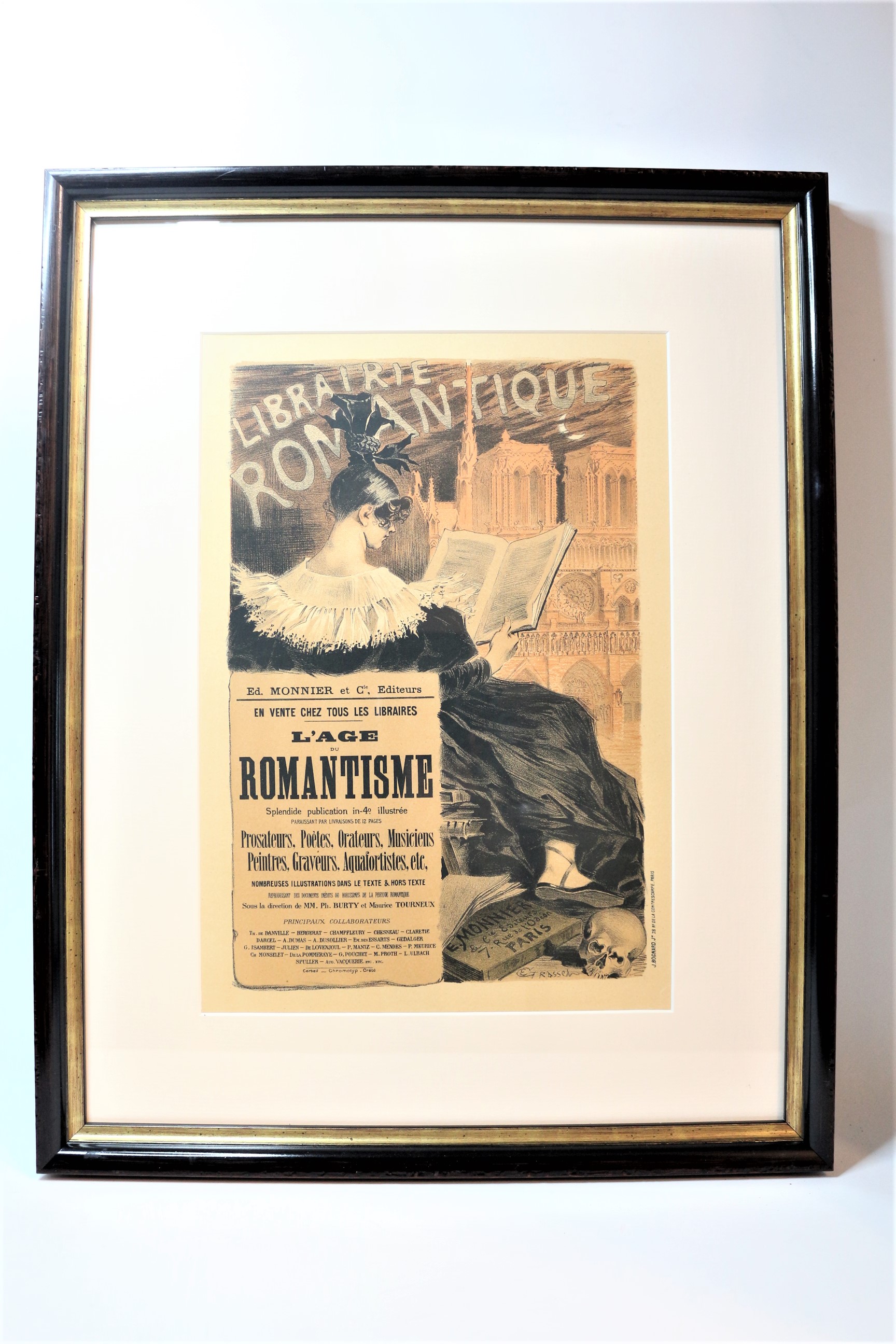 Lithographie originale en couleurs : La librairie romantique - Les …
