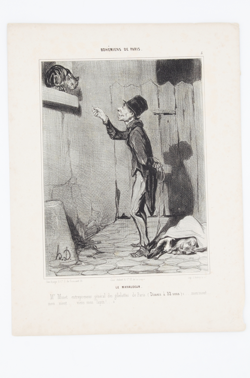 Lithographie originale en noir et blanc - Bohémiens de Paris …