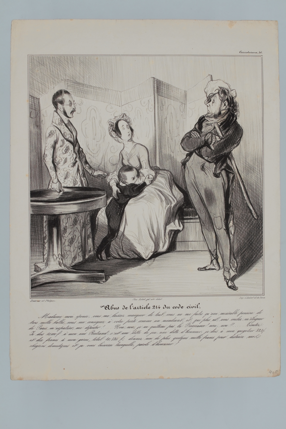 Lithographie originale en noir et blanc - Caricaturana - Abus …