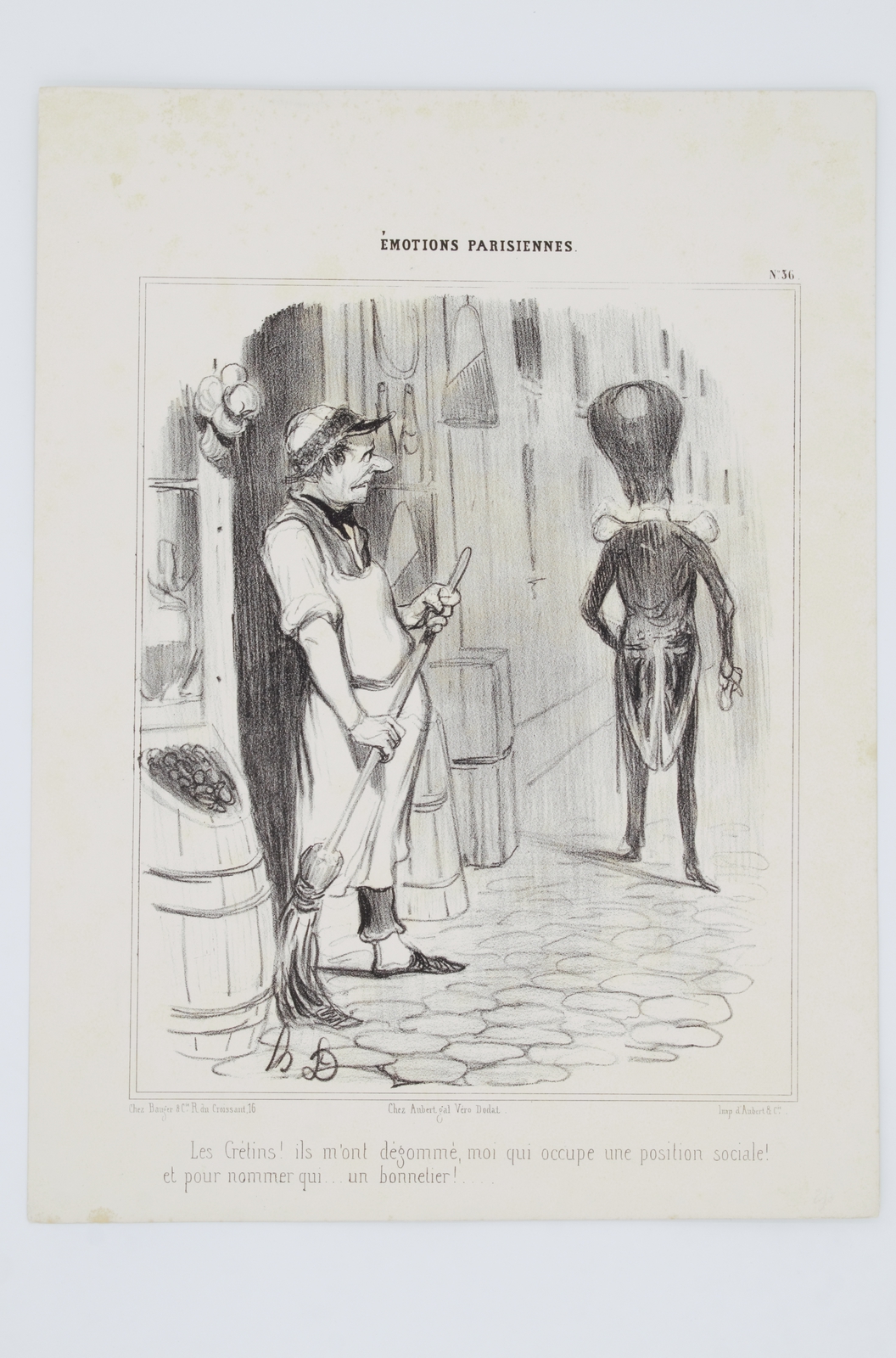 Lithographie originale en noir et blanc - Emotions Parisiennes - …