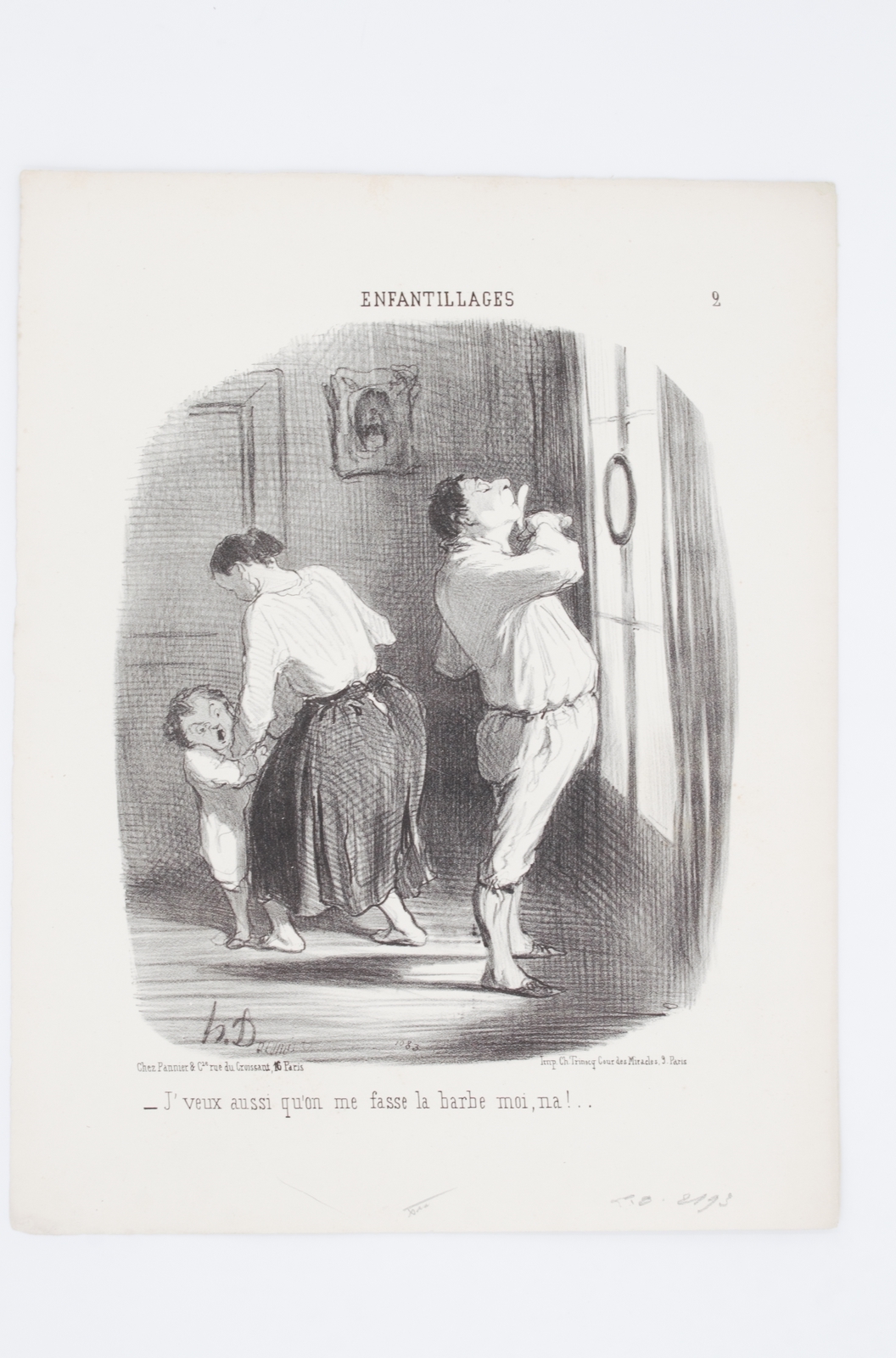 Lithographie originale en noir et blanc - Enfantillages - J'veux …