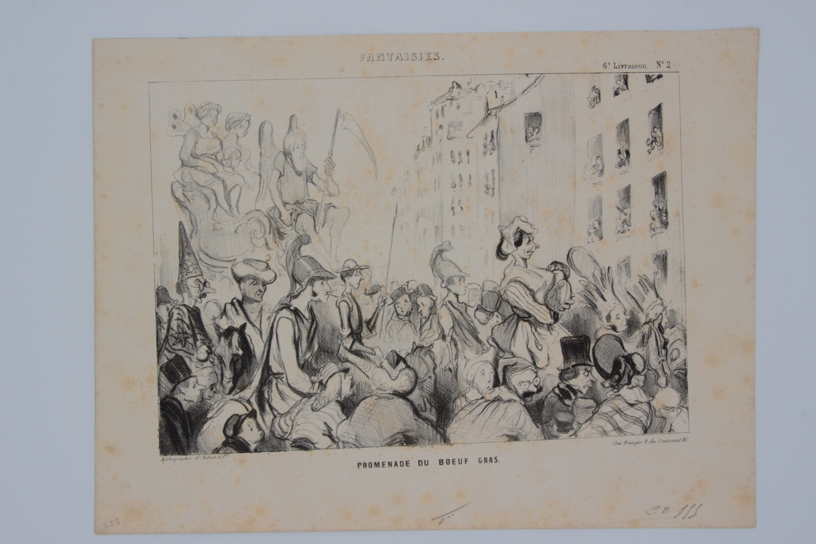 Lithographie originale en noir et blanc - Fantaisies - Promenade …