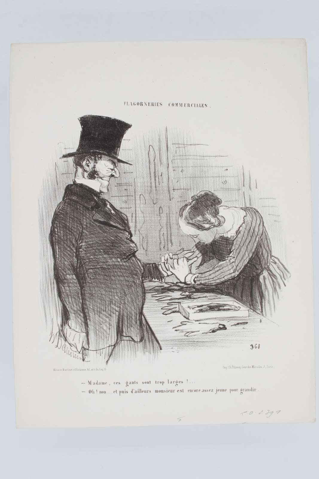 Lithographie originale en noir et blanc - Flagorneries Commerciales - …