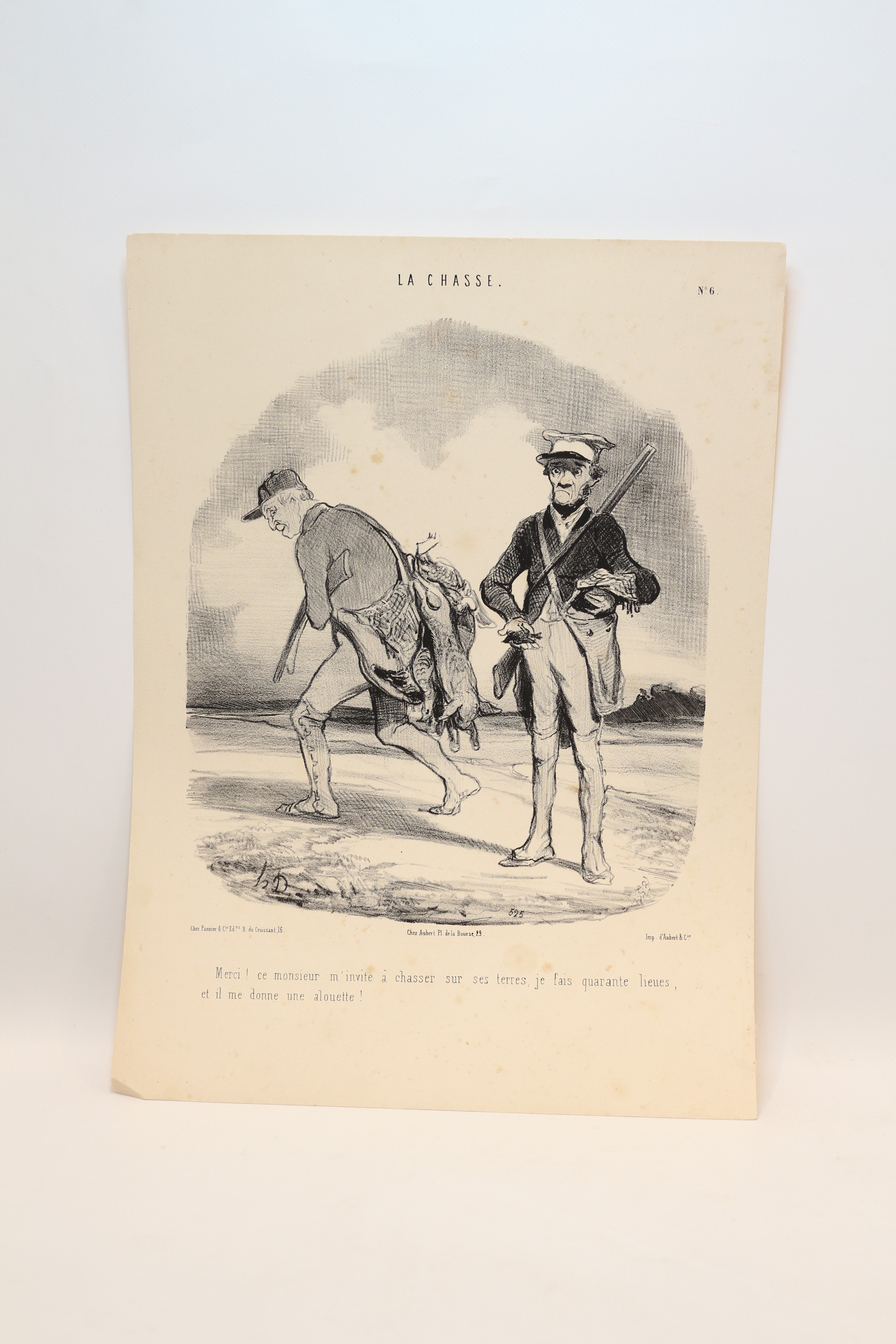 Lithographie originale en noir et blanc - La Chasse - …