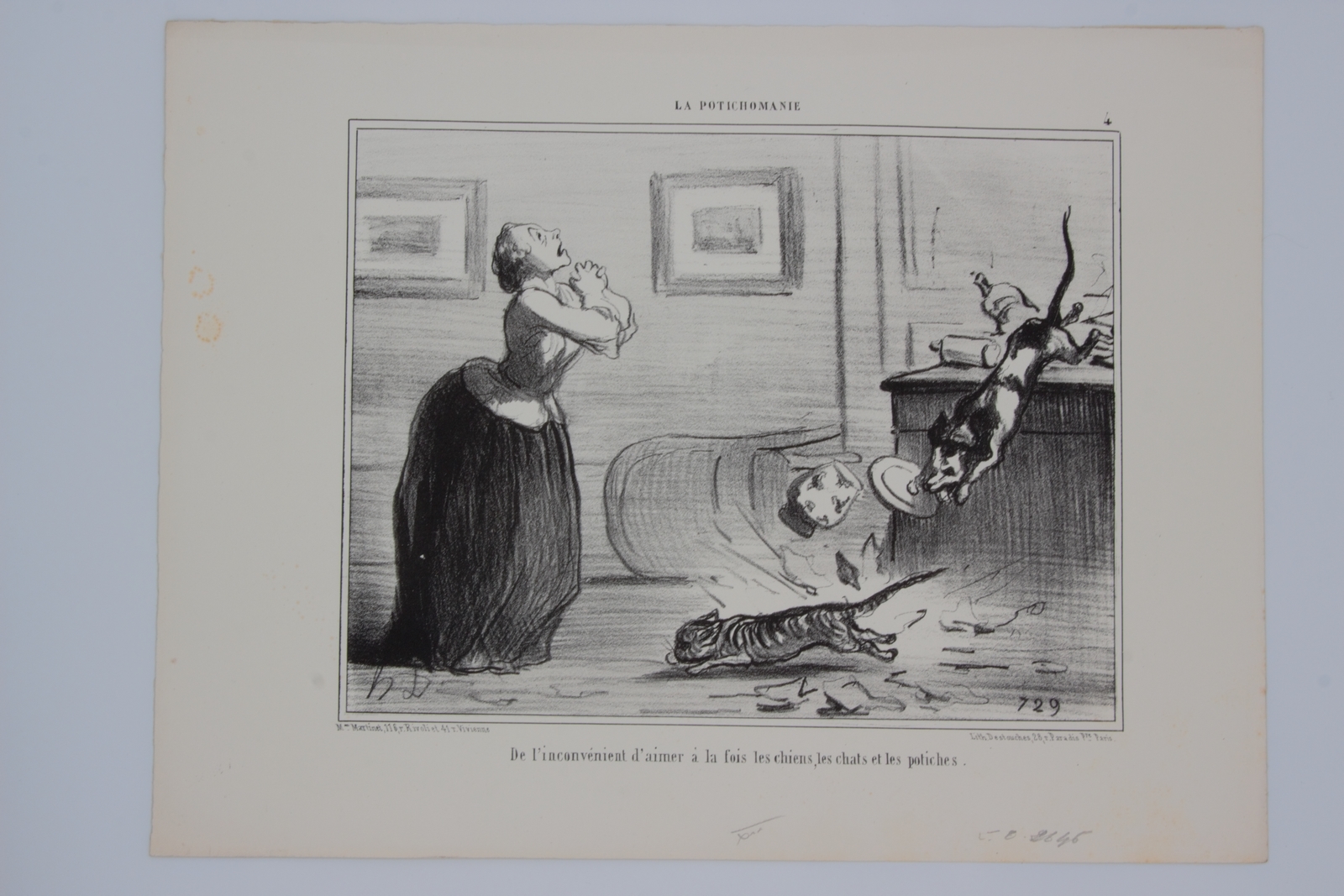 Lithographie originale en noir et blanc - La Potichomanie - …