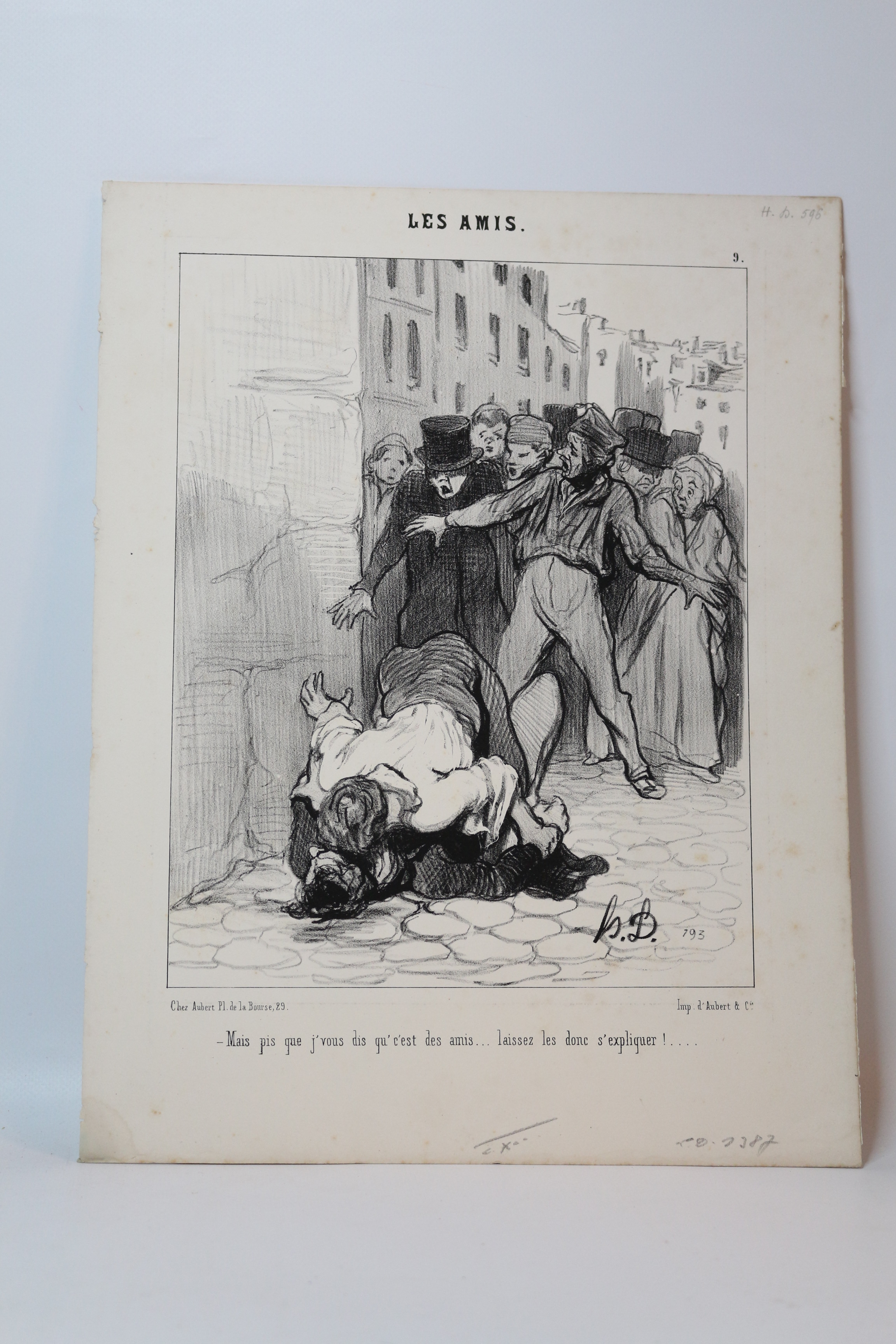 Lithographie originale en noir et blanc - Les Amis - …