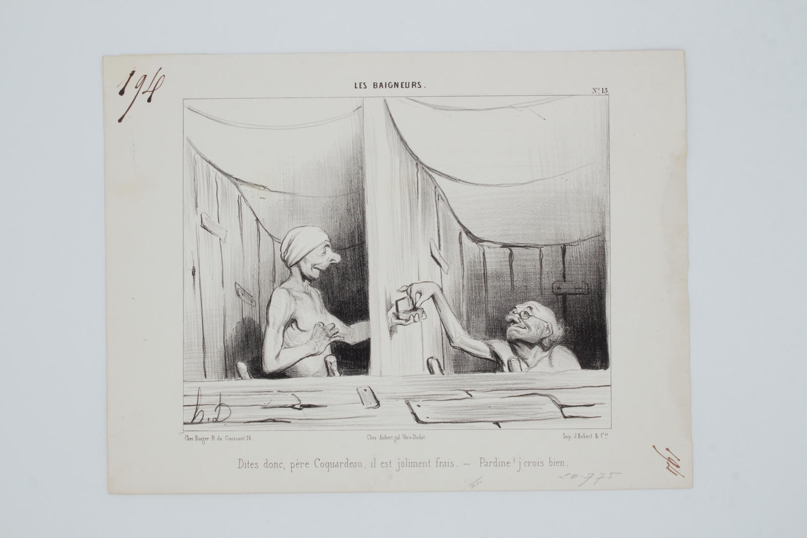 Lithographie originale en noir et blanc - Les baigneurs - …