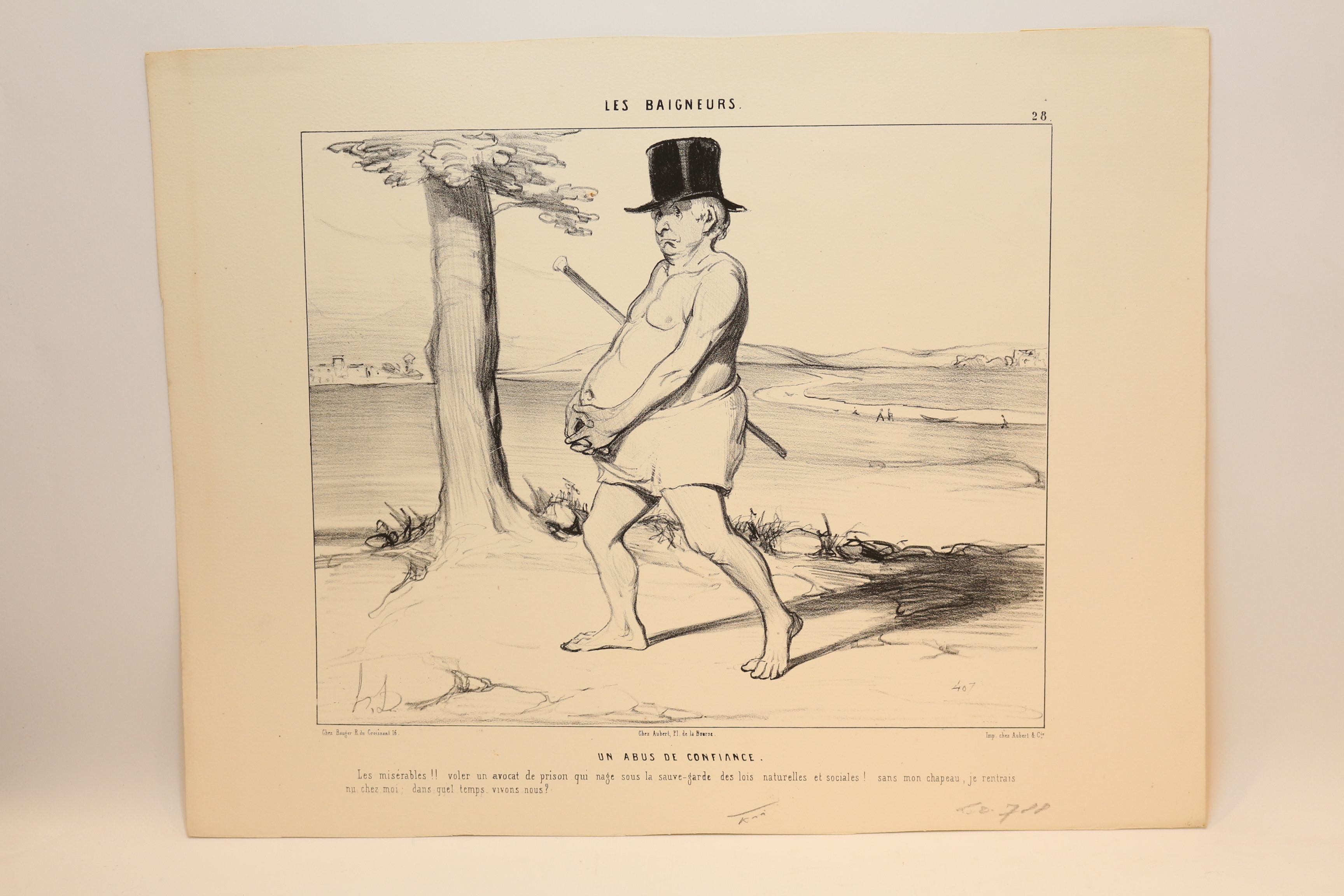Lithographie originale en noir et blanc - Les Baigneurs - …