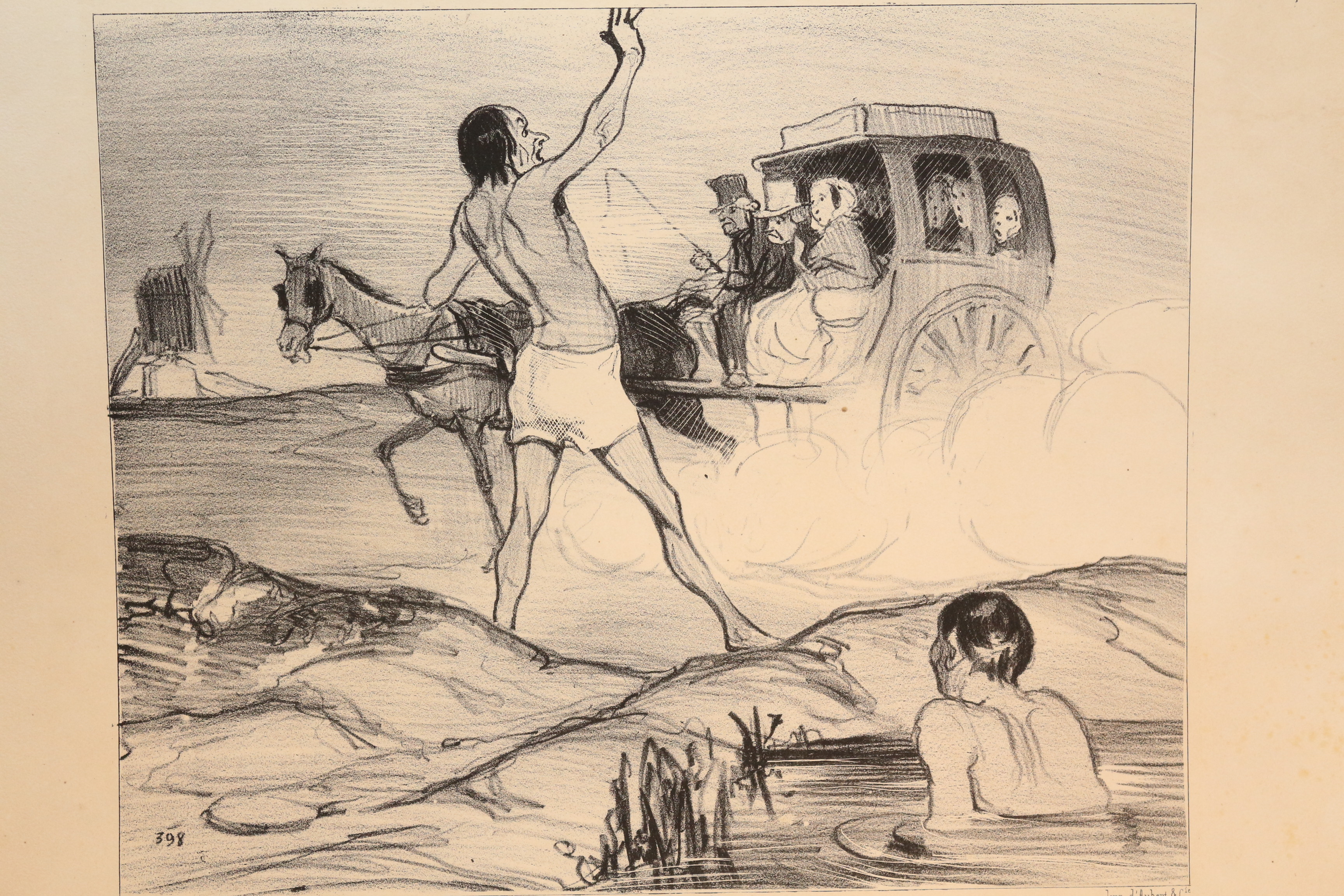 Lithographie originale en noir et blanc - Les Baigneurs - …