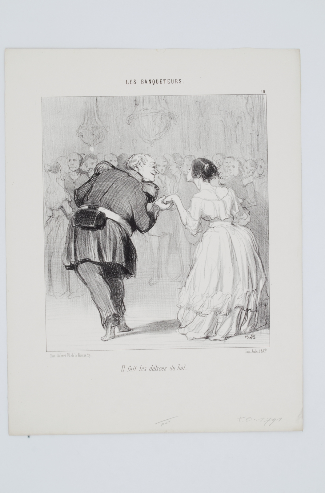 Lithographie originale en noir et blanc - Les Banqueteurs - …