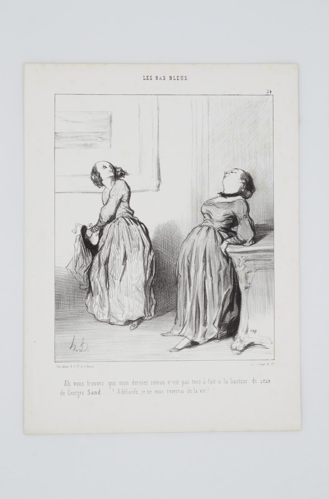 Lithographie originale en noir et blanc - Les bas-bleus - …