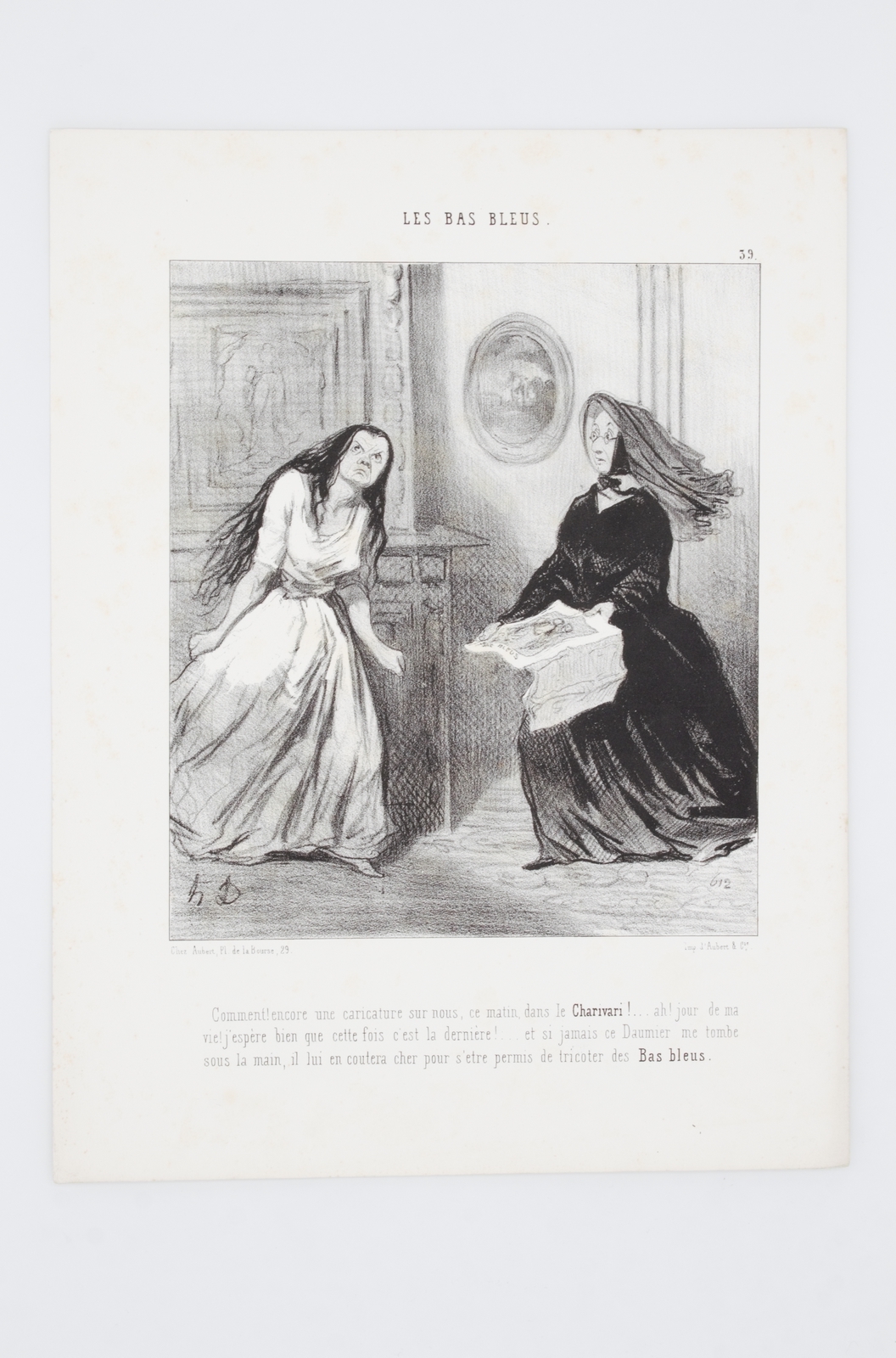 Lithographie originale en noir et blanc - Les bas-bleus - …