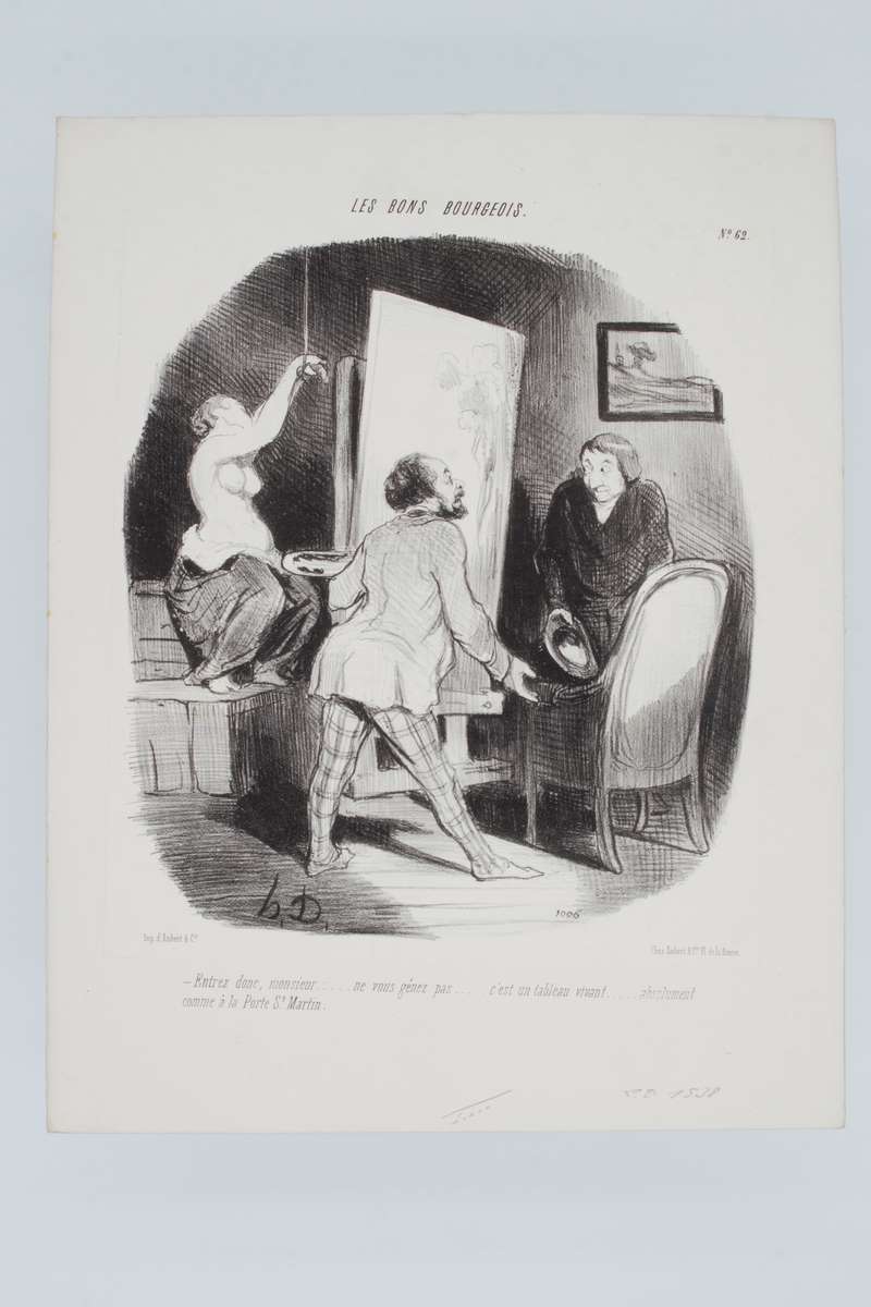 Lithographie originale en noir et blanc - Les Bons bourgeois …