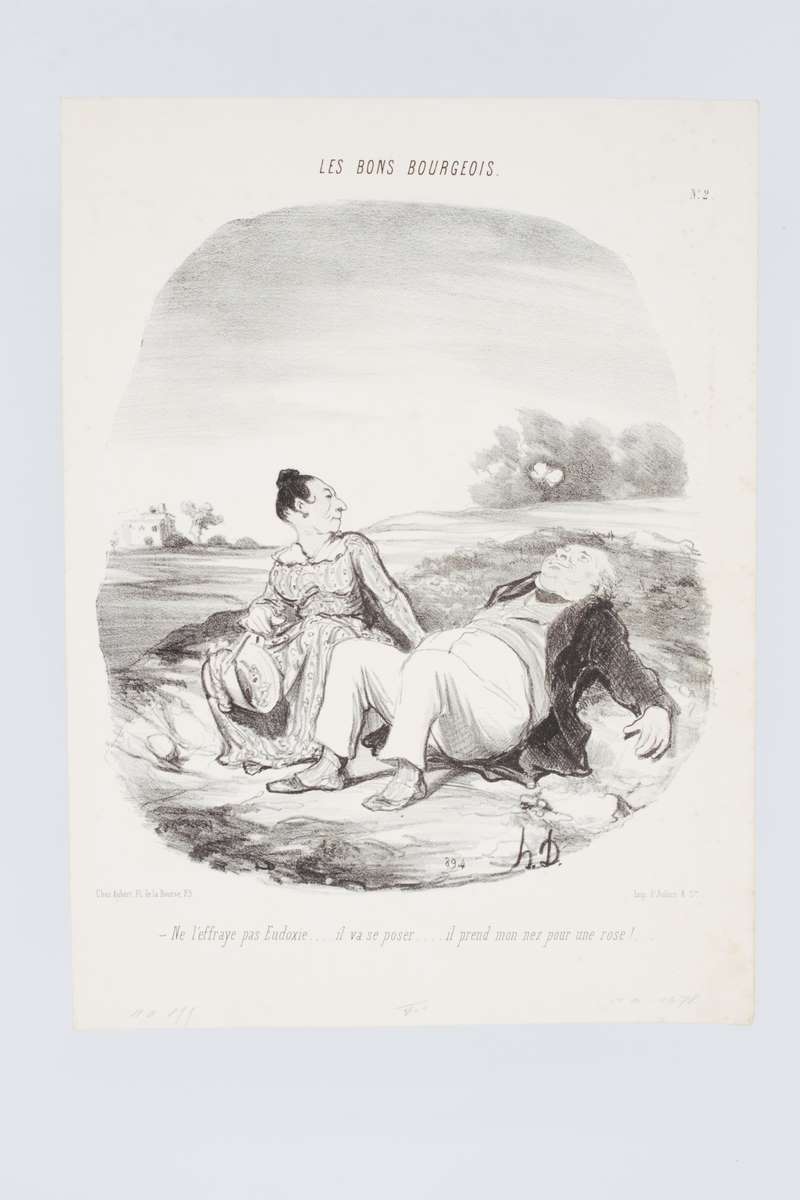 Lithographie originale en noir et blanc - Les Bons bourgeois …