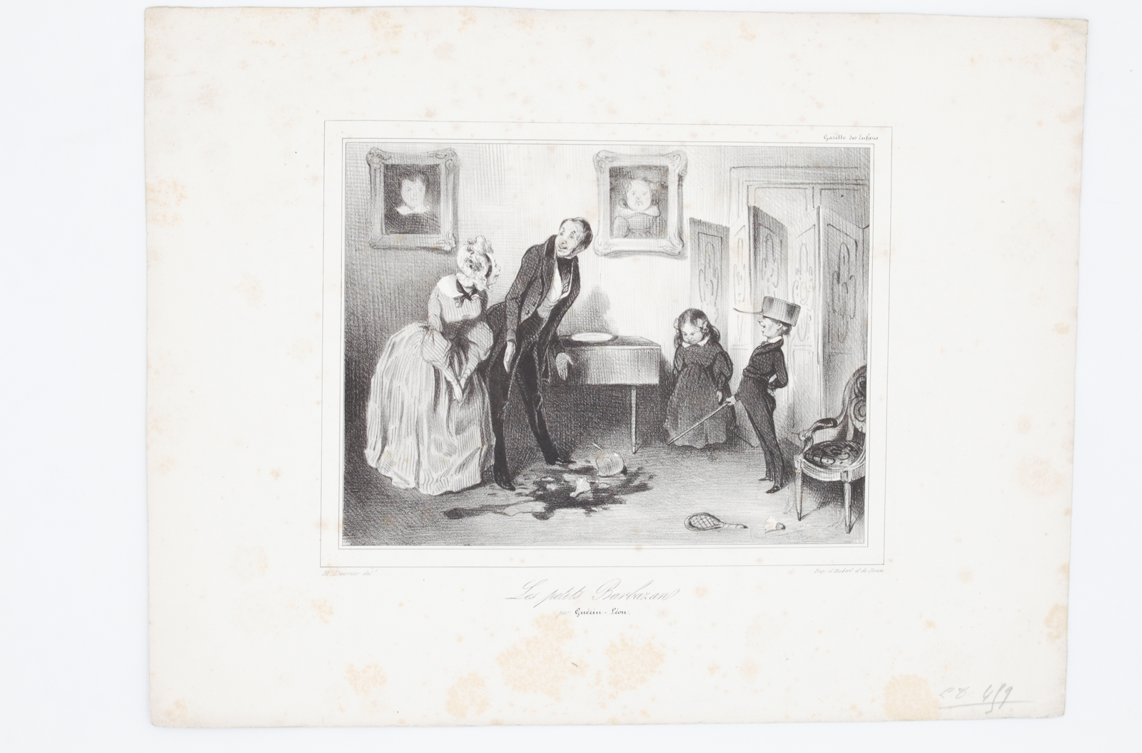 Lithographie originale en noir et blanc - Les petits Barbazans …