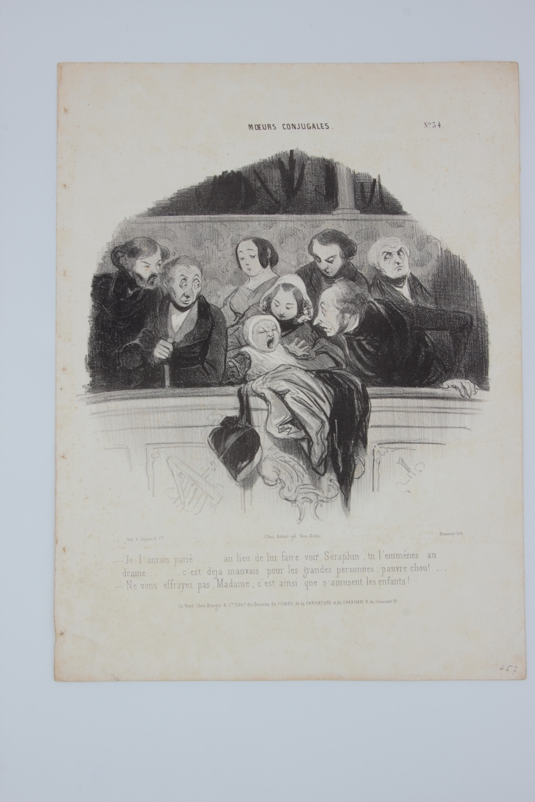 Lithographie originale en noir et blanc - Mœurs Conjugales - …