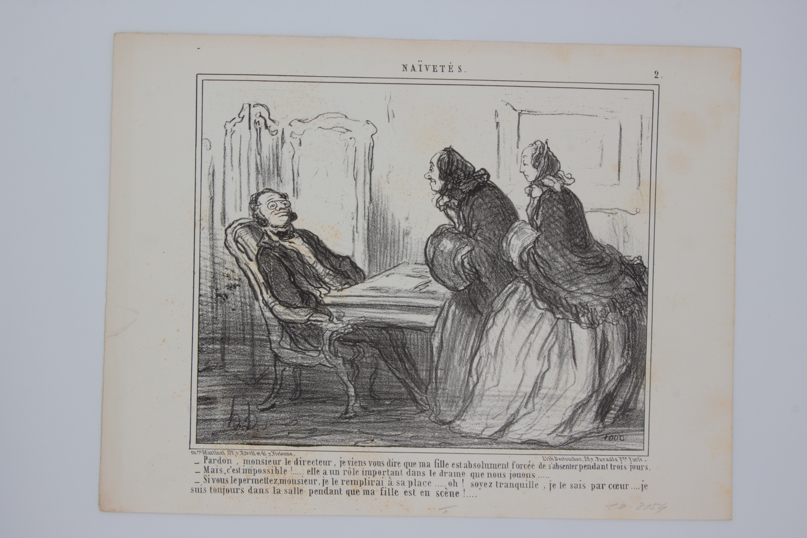 Lithographie originale en noir et blanc - Naïvetés - Pardon, …