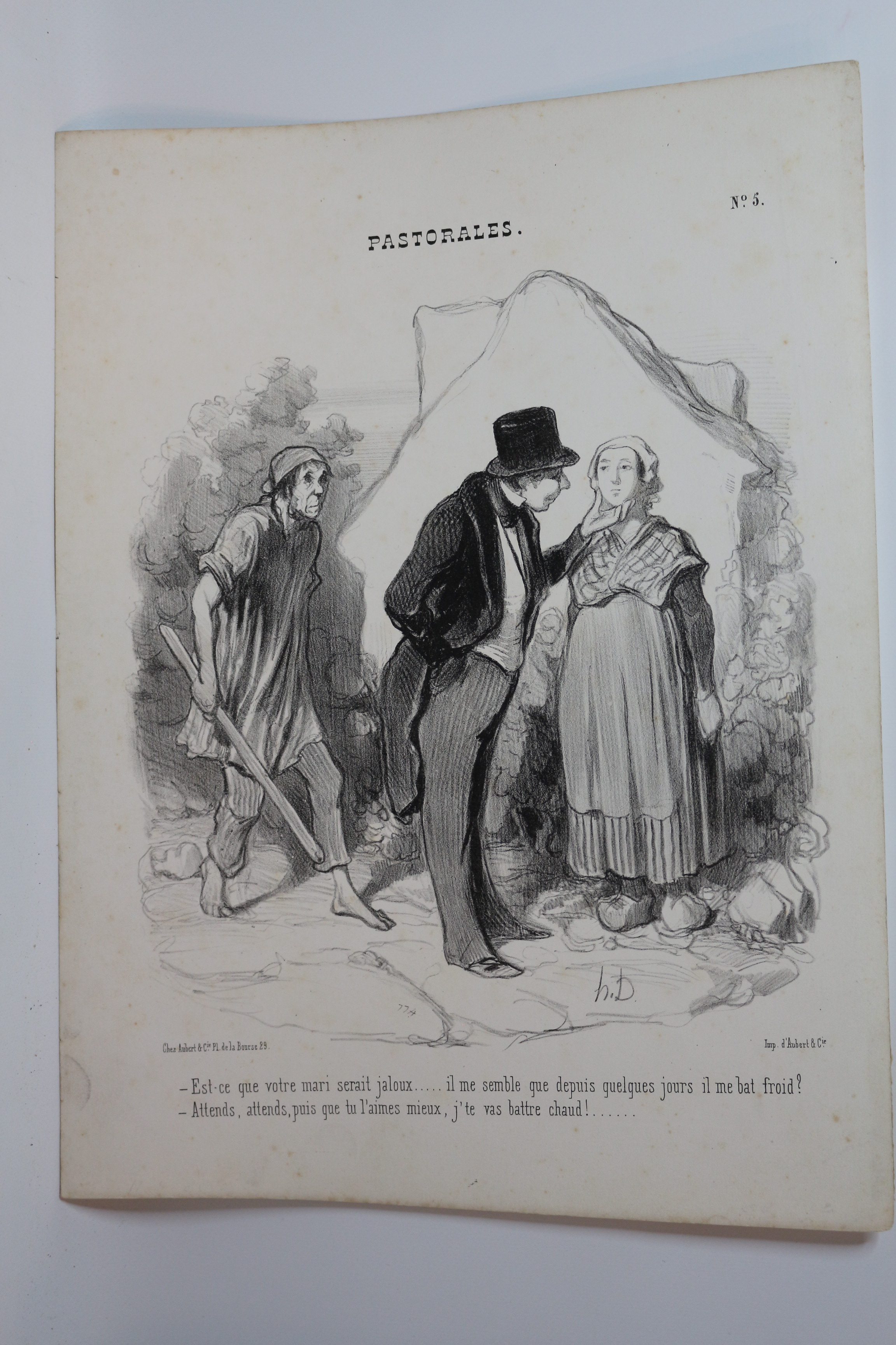 Lithographie originale en noir et blanc - Pastorales - Est-ce …