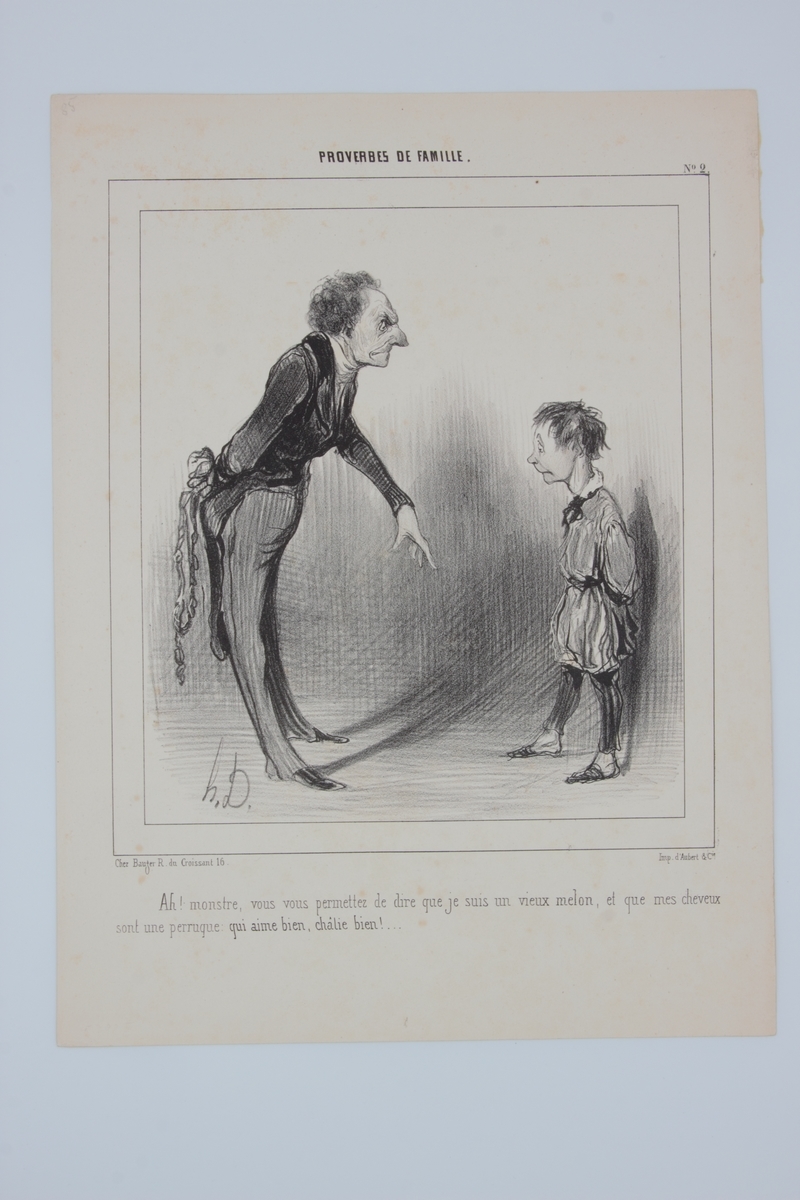 Lithographie originale en noir et blanc - Proverbes de Famille- …