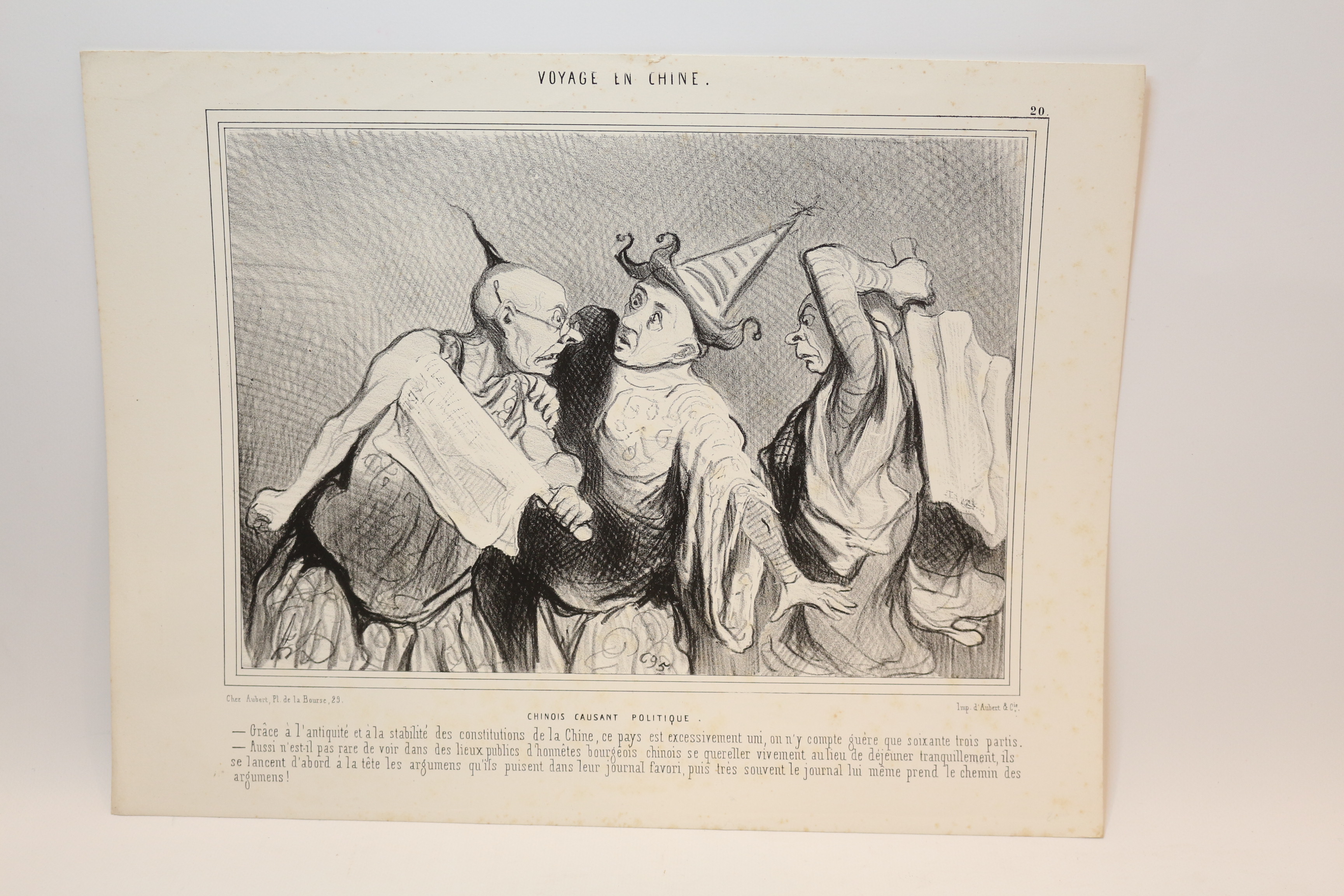 Lithographie originale en noir et blanc - Voyage en Chine …