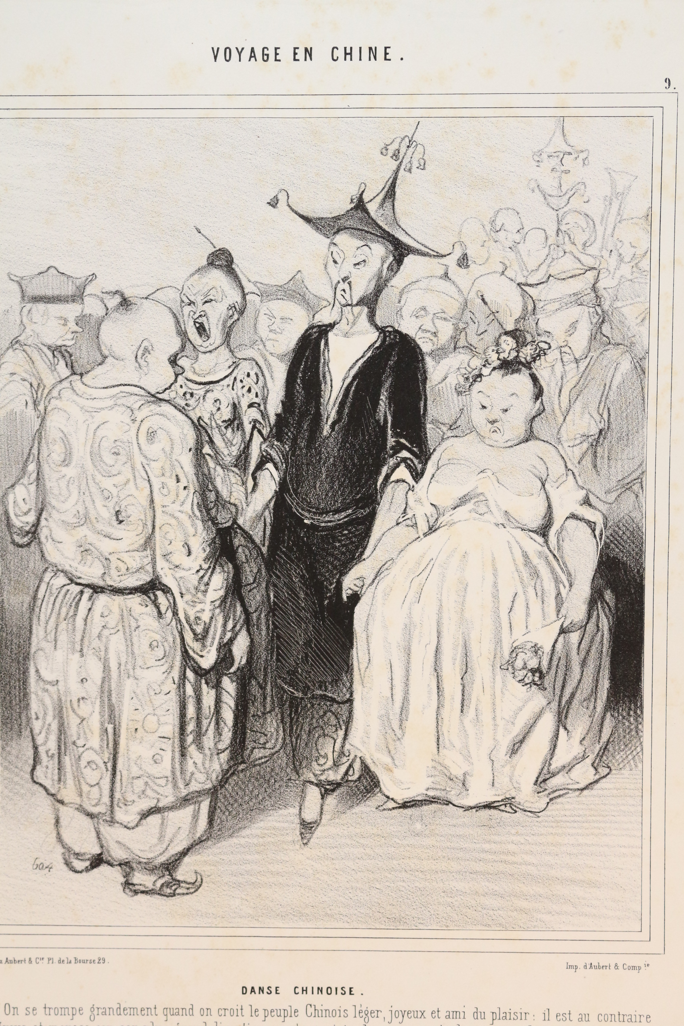 Lithographie originale en noir et blanc - Voyage en Chine …
