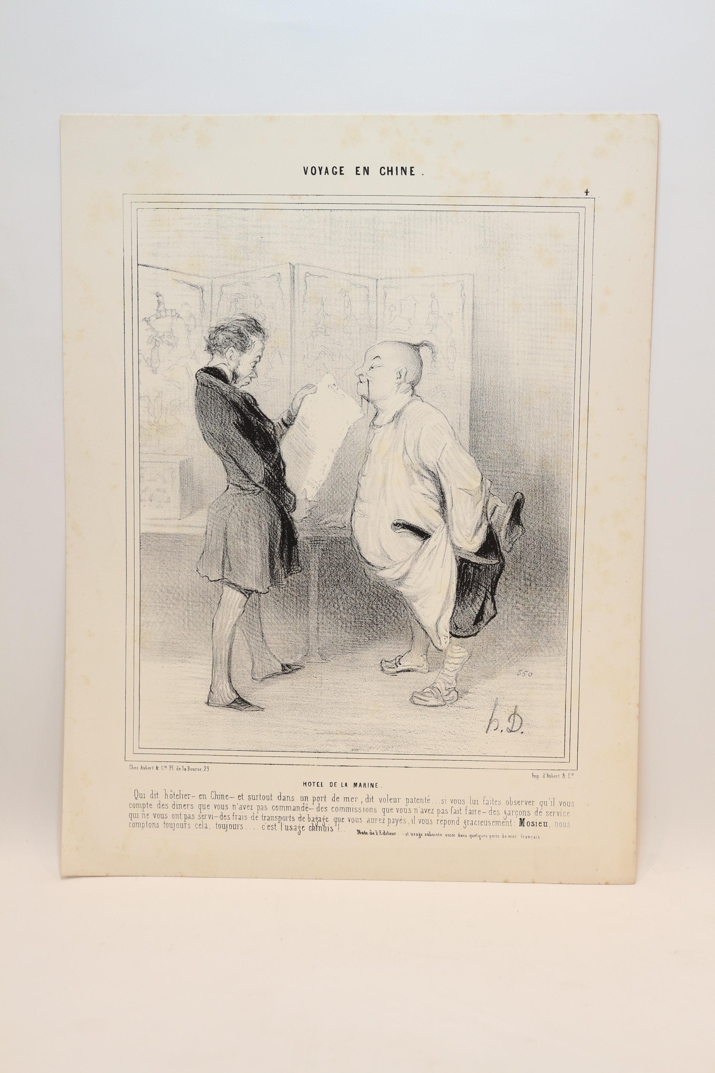 Lithographie originale en noir et blanc - Voyage en Chine …