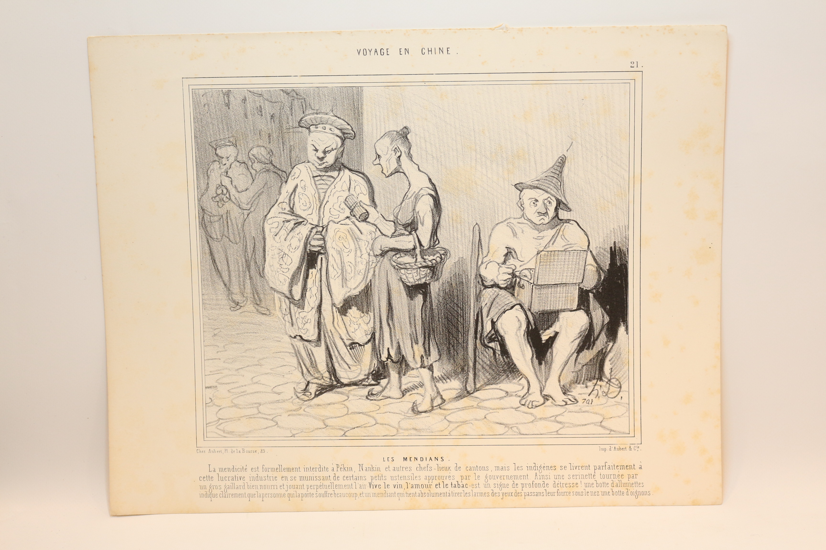 Lithographie originale en noir et blanc - Voyage en Chine …