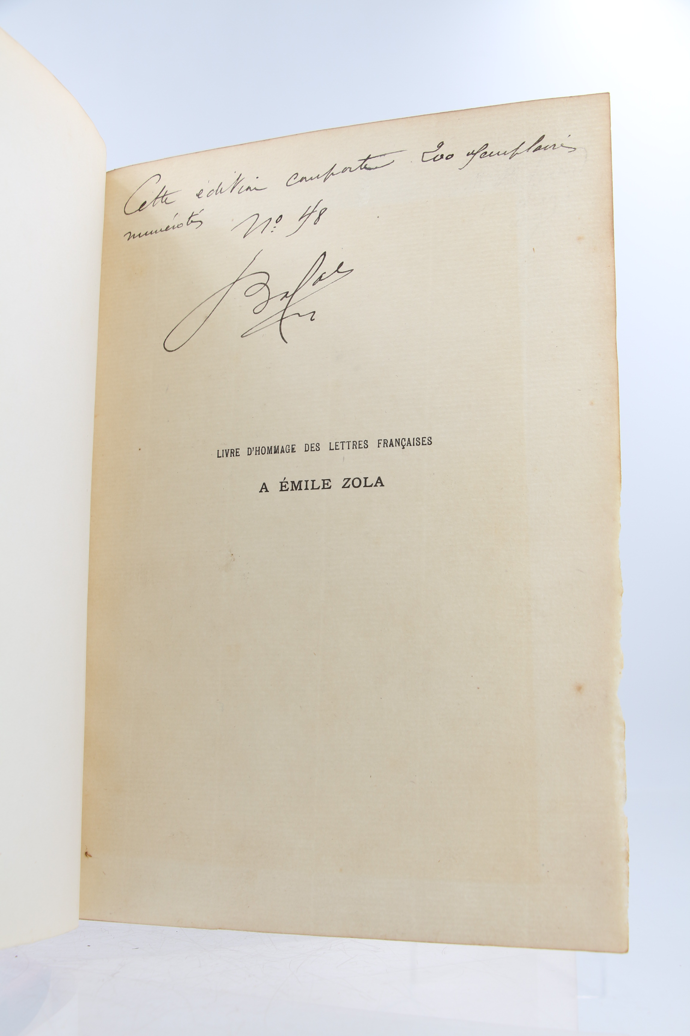 Livre d'hommages des lettres françaises à Emile Zola