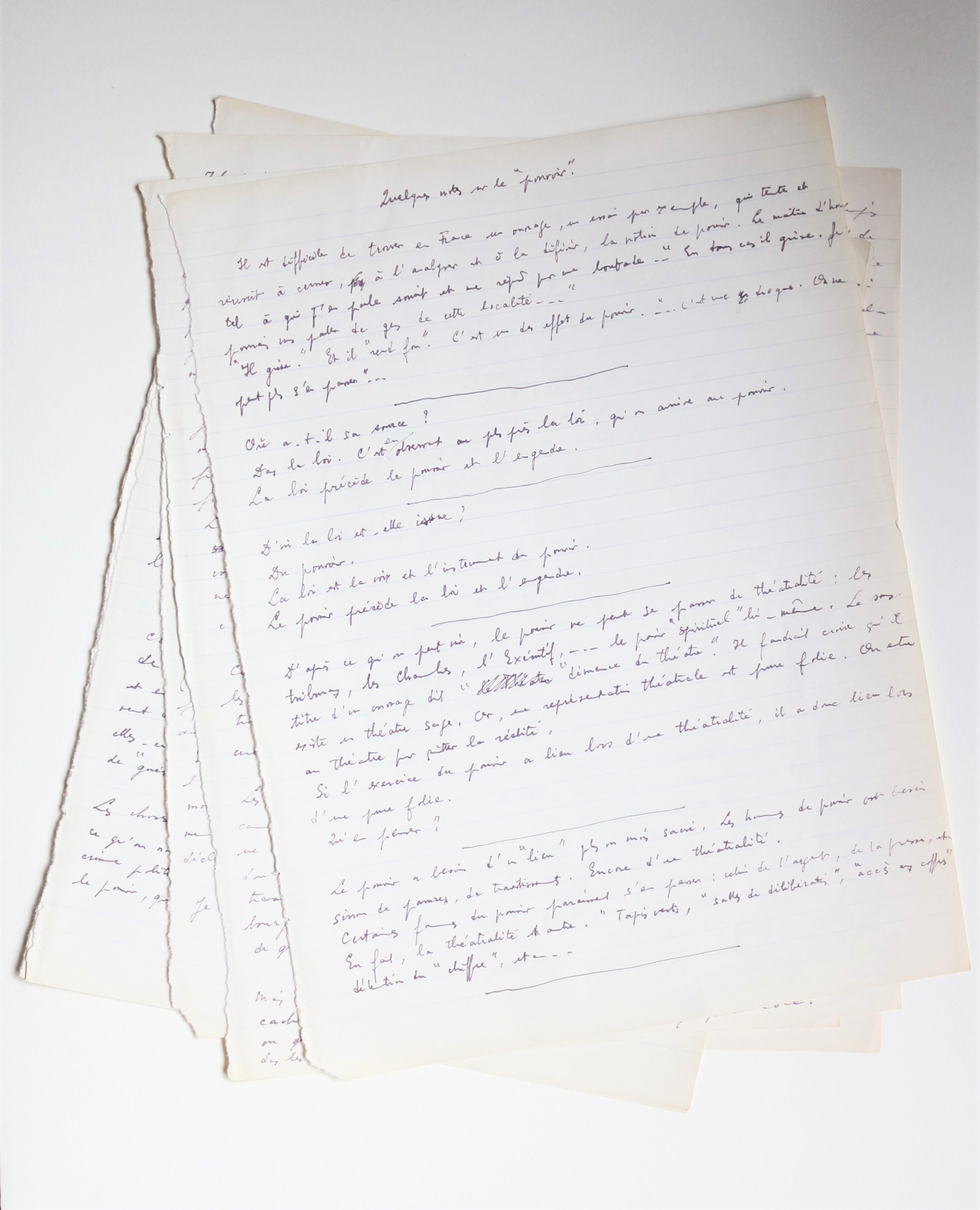 Quelques notes sur le pouvoir • Manuscrit autographe inédit de …