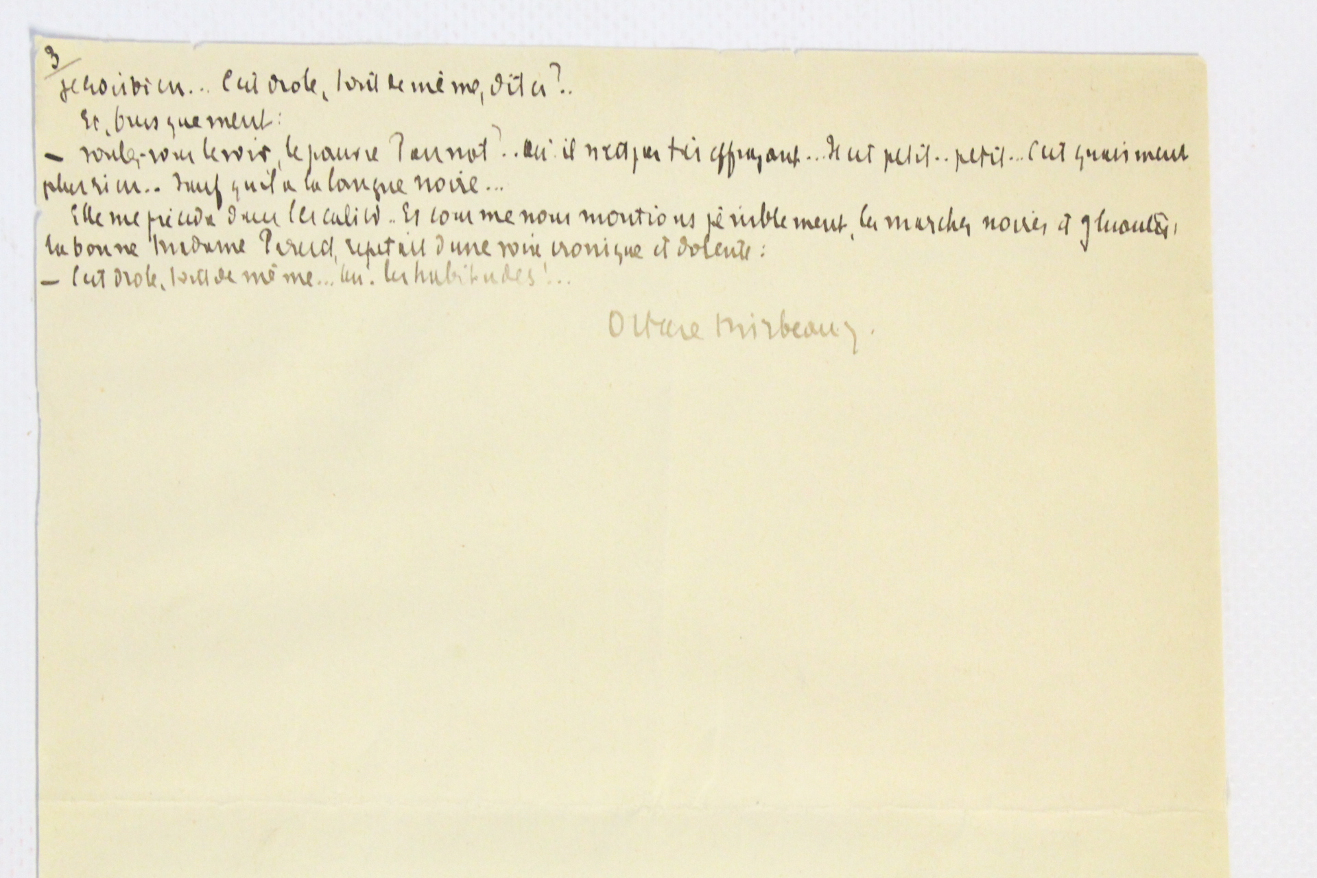 Manuscrit autographe signé « Habitudes »