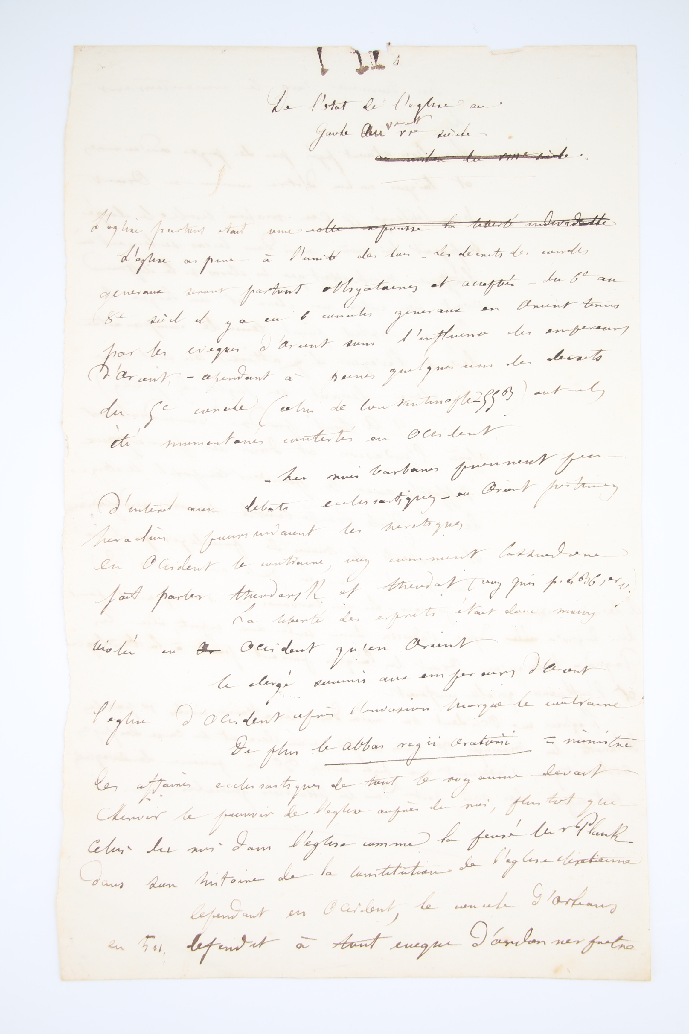 Manuscrit intitulé "De l'état de l'église en Gaule au Ve …