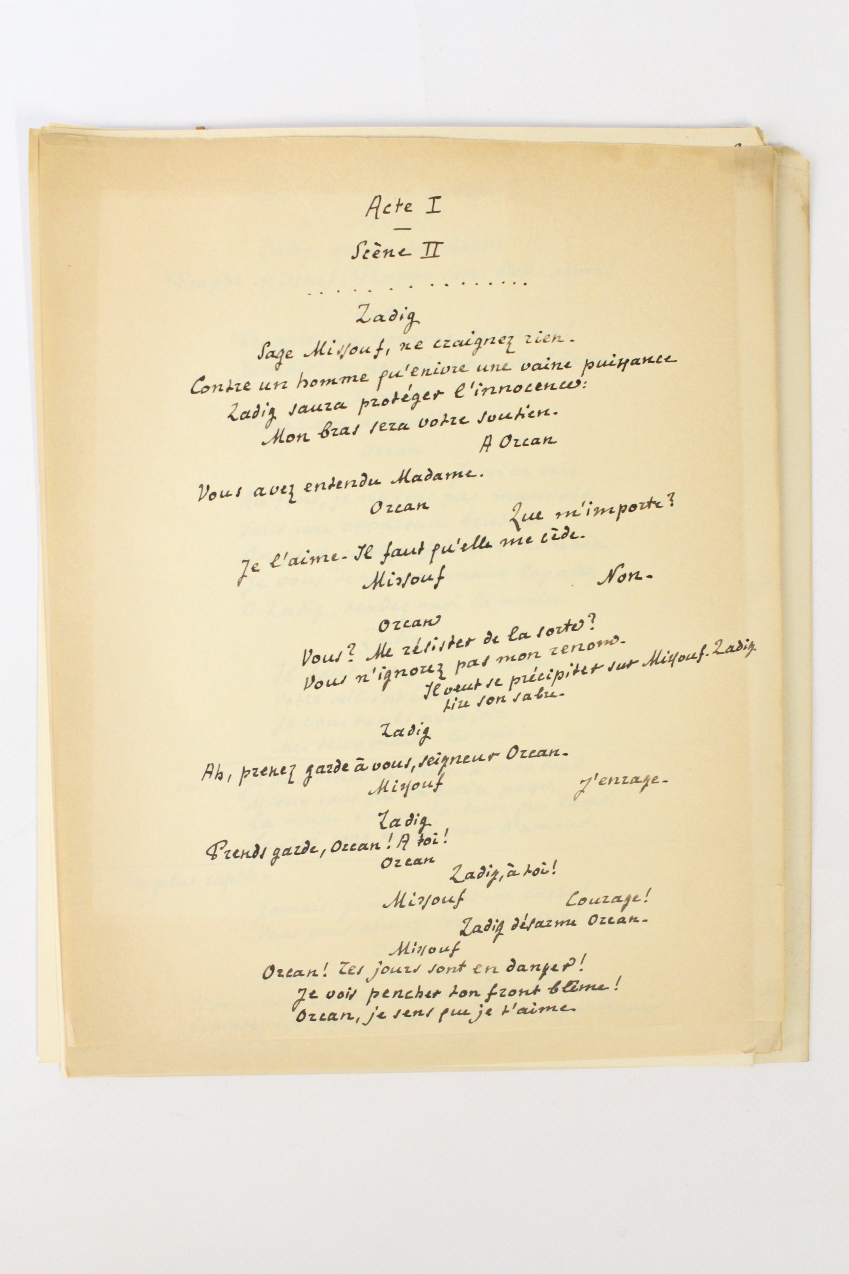 Manuscrits et tapuscrits autographes de Zadig