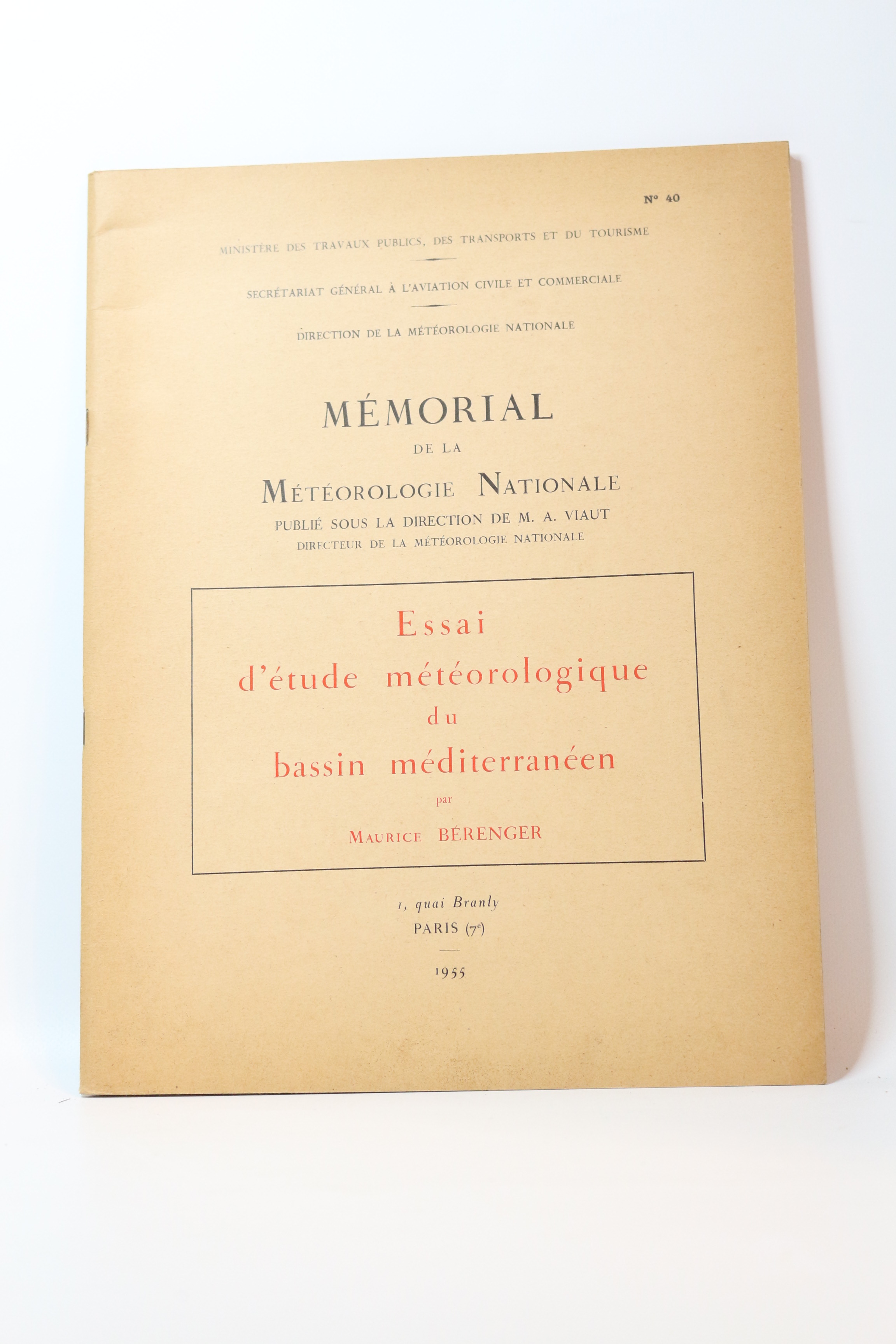 Mémoire de la météorologie nationale : Essai d'étude météorologique du …