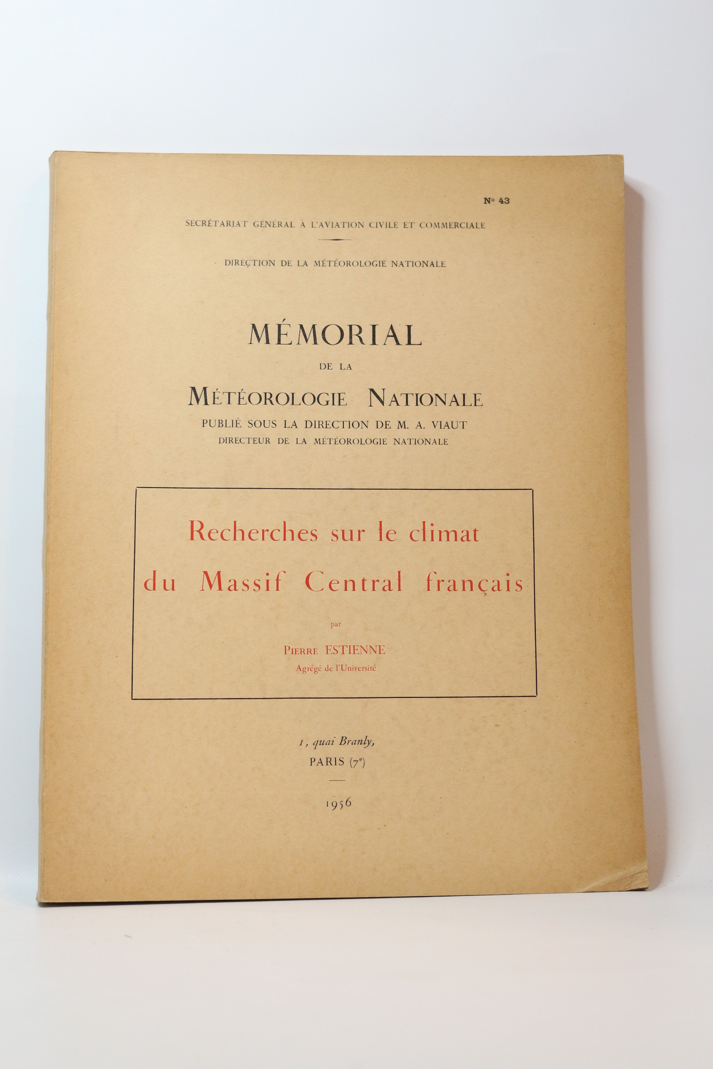 Mémoire de la météorologie nationale : Recherches sur le climat …