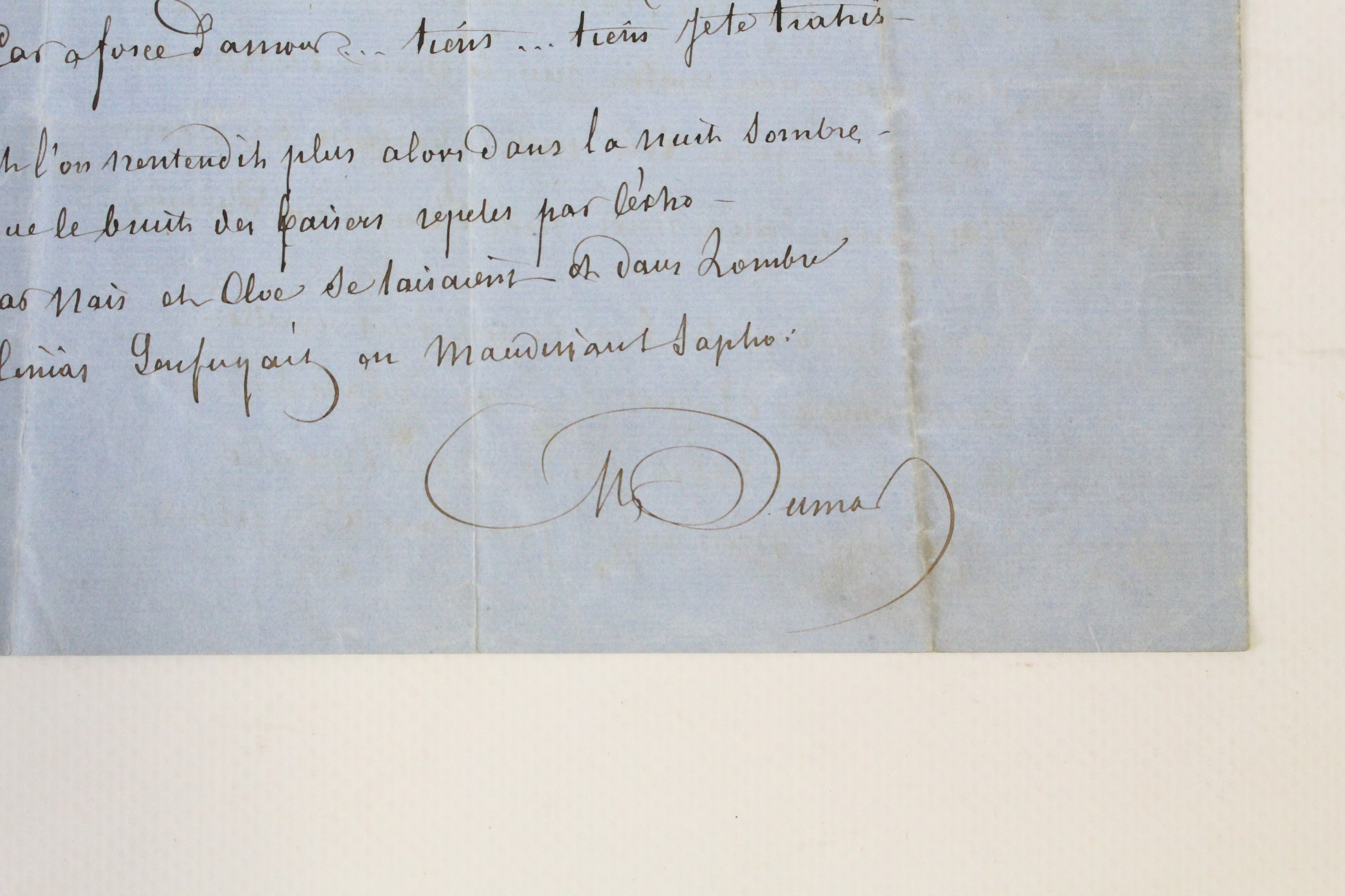 Naïs et Chloé Poème saphique autographe inédit signé d'Alexandre Dumas