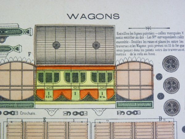 Petites constructions : Wagons. Imagerie d'Épinal Pellerin n°1205.