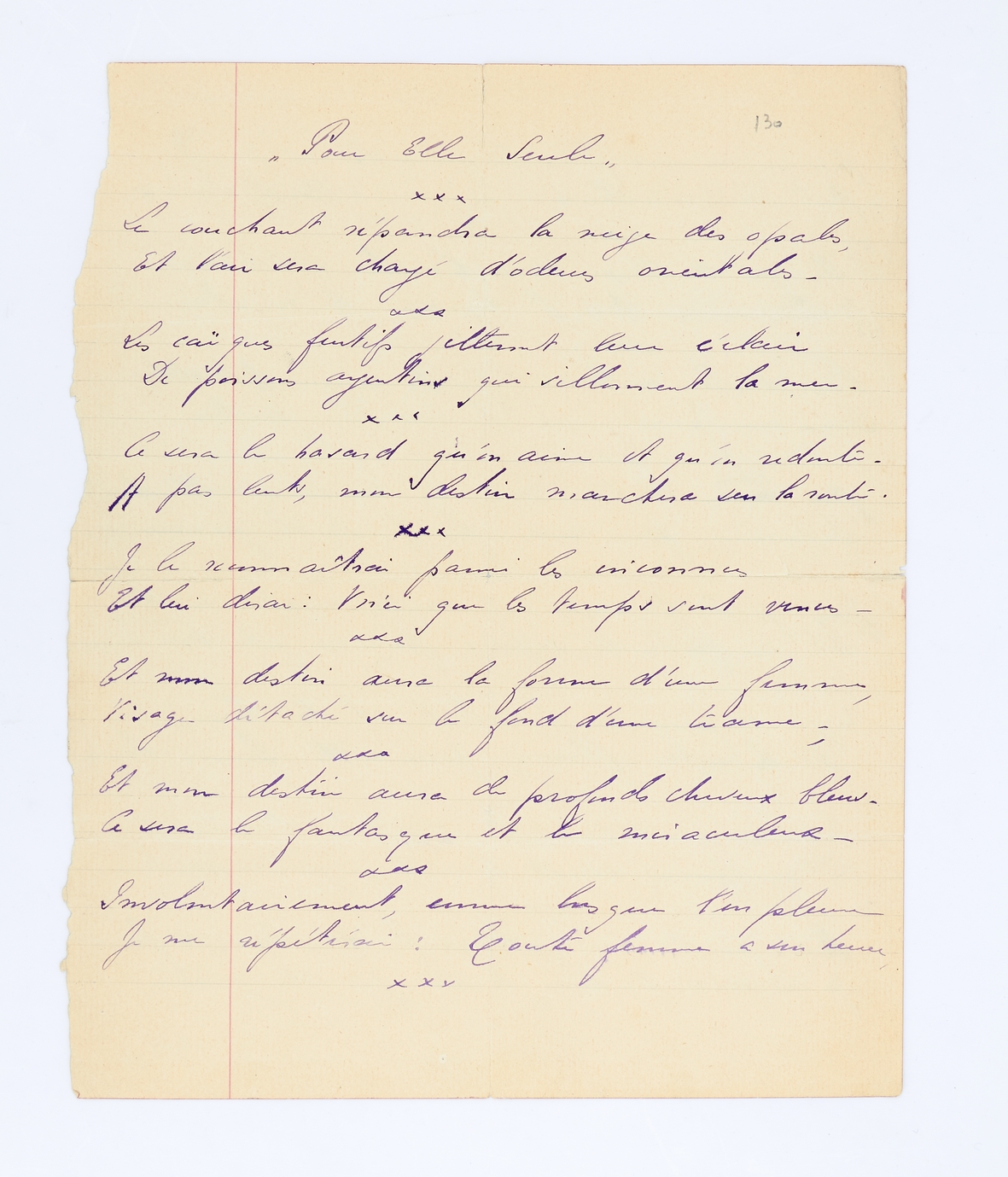 Poème autographe à Kérimé "Pour elle seule" [Eminé]