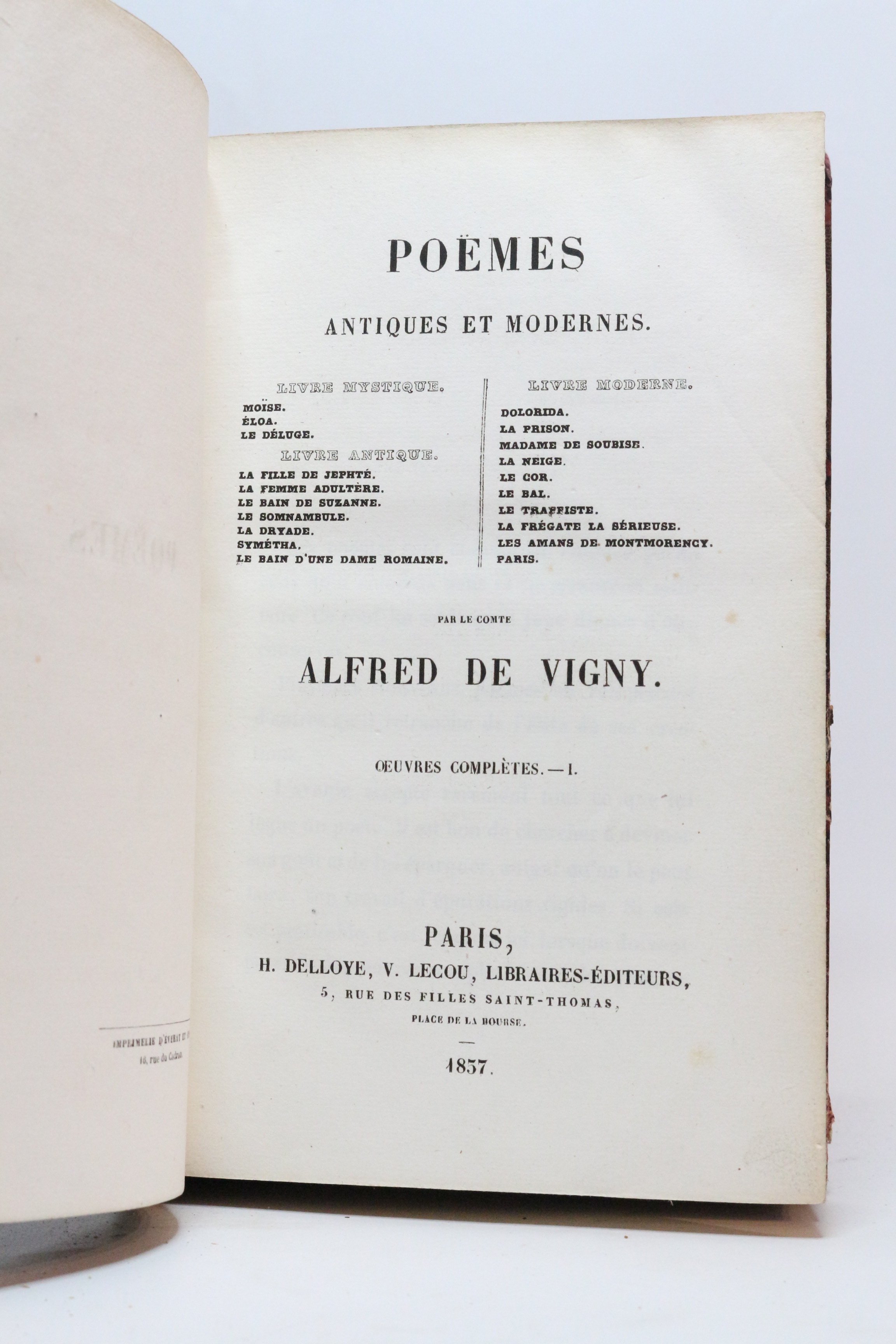 Poëmes antiques et modernes. Oeuvres complètes. - I