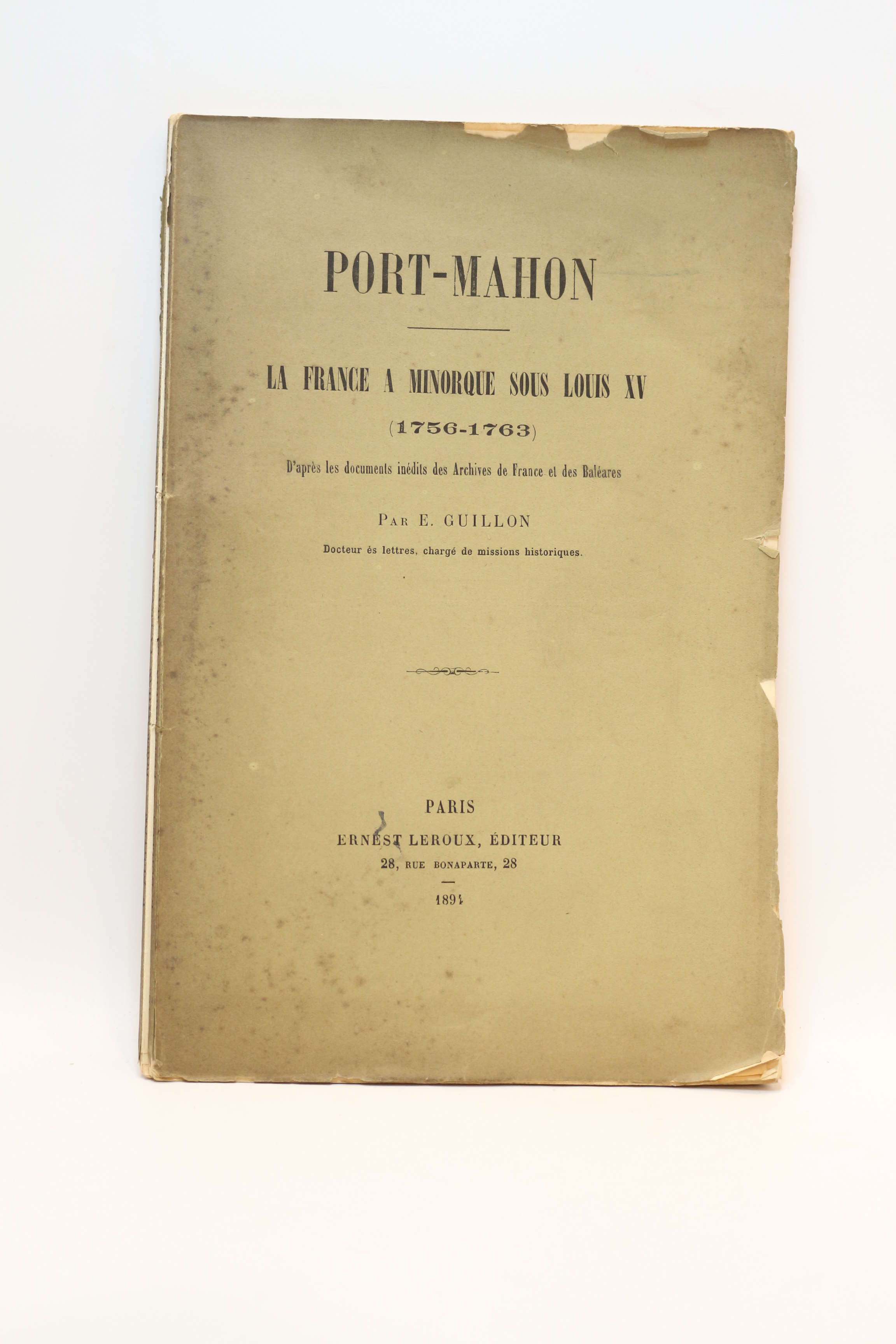 Port-Mahon. La France à Minorque sous Louis XV (1756-1763) d'après …