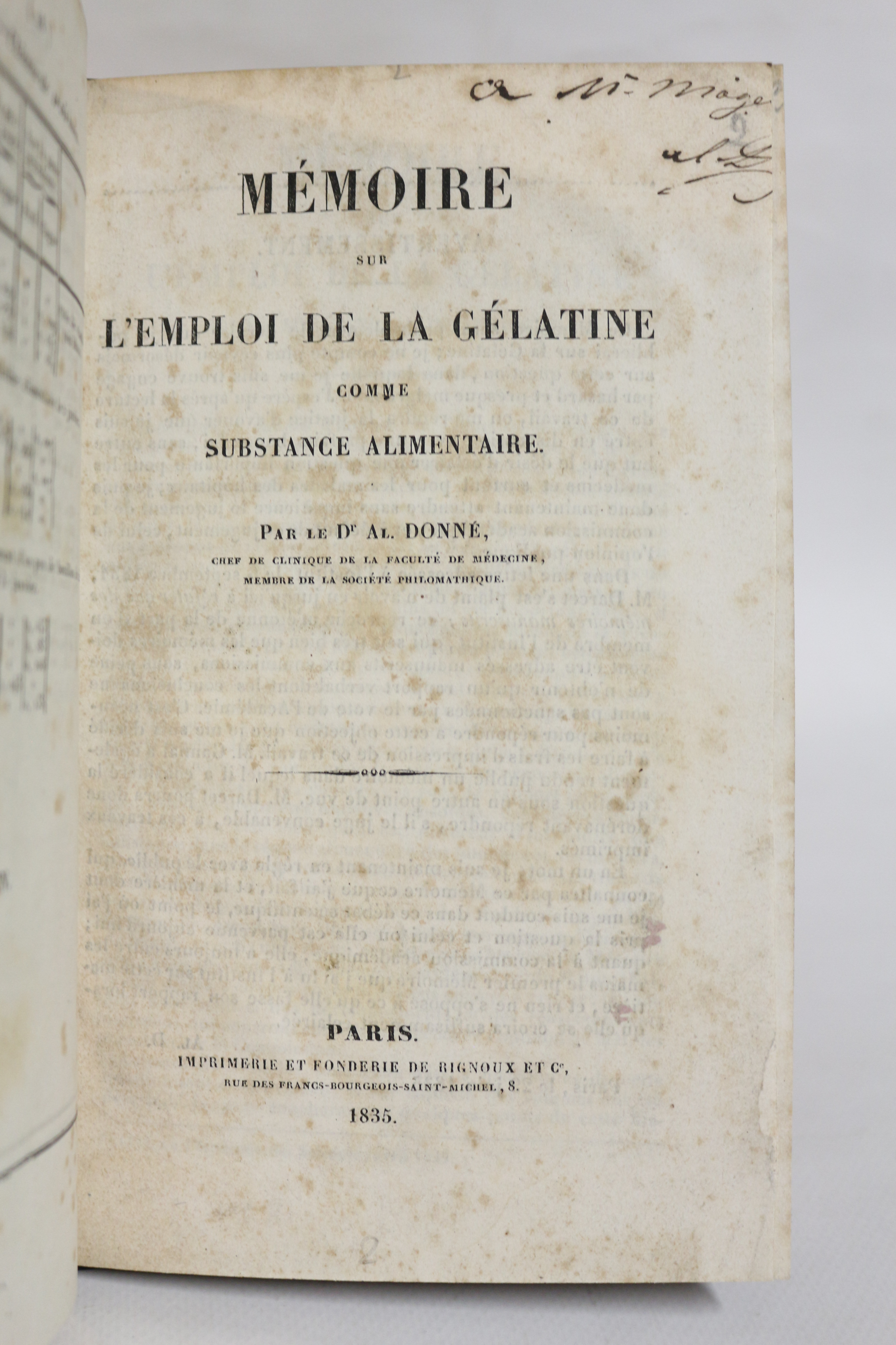 Recherches expérimentales sur l'emploi de la gélatine comme substance alimentaire. …