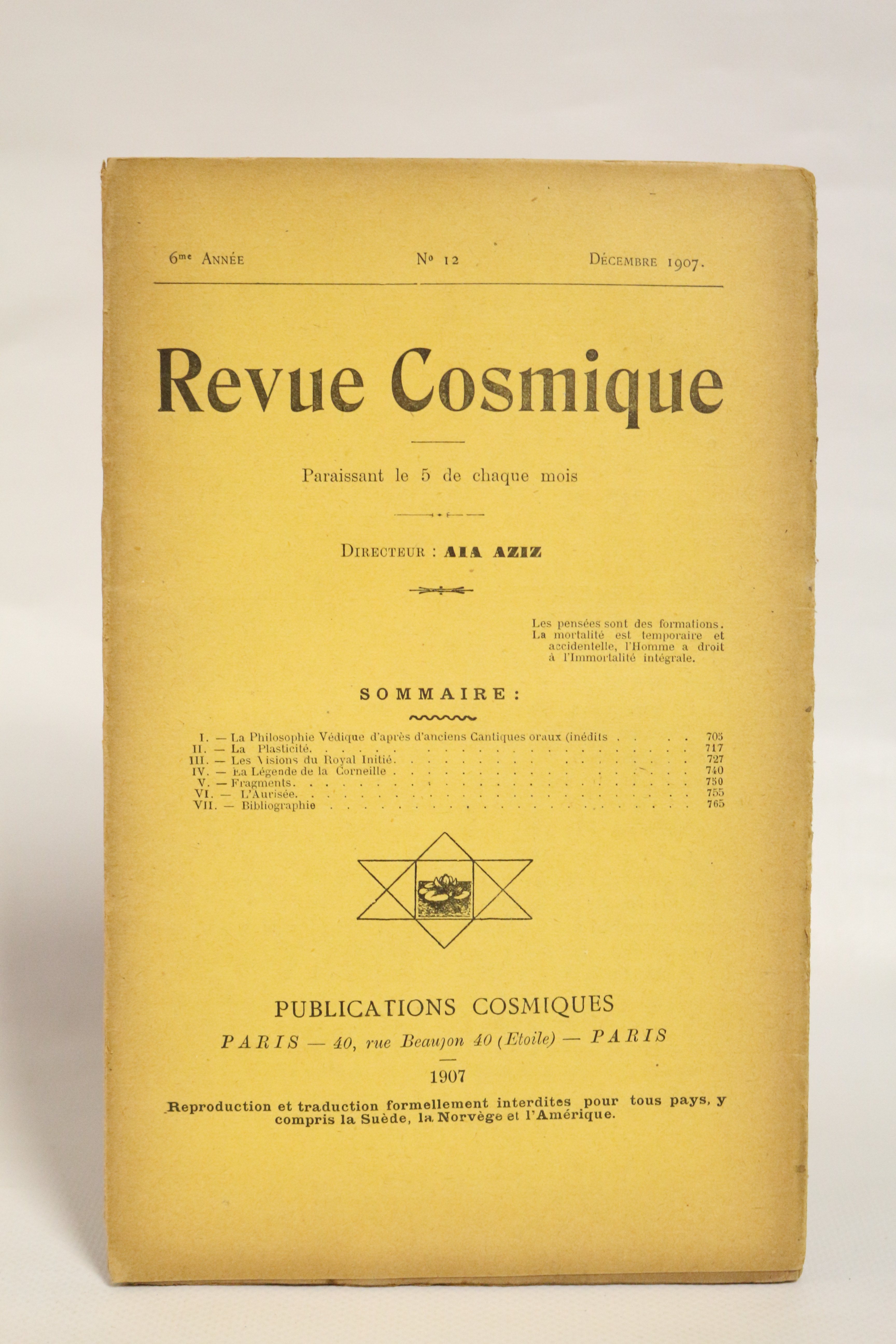 Revue cosmique N°12 de la 6ème année