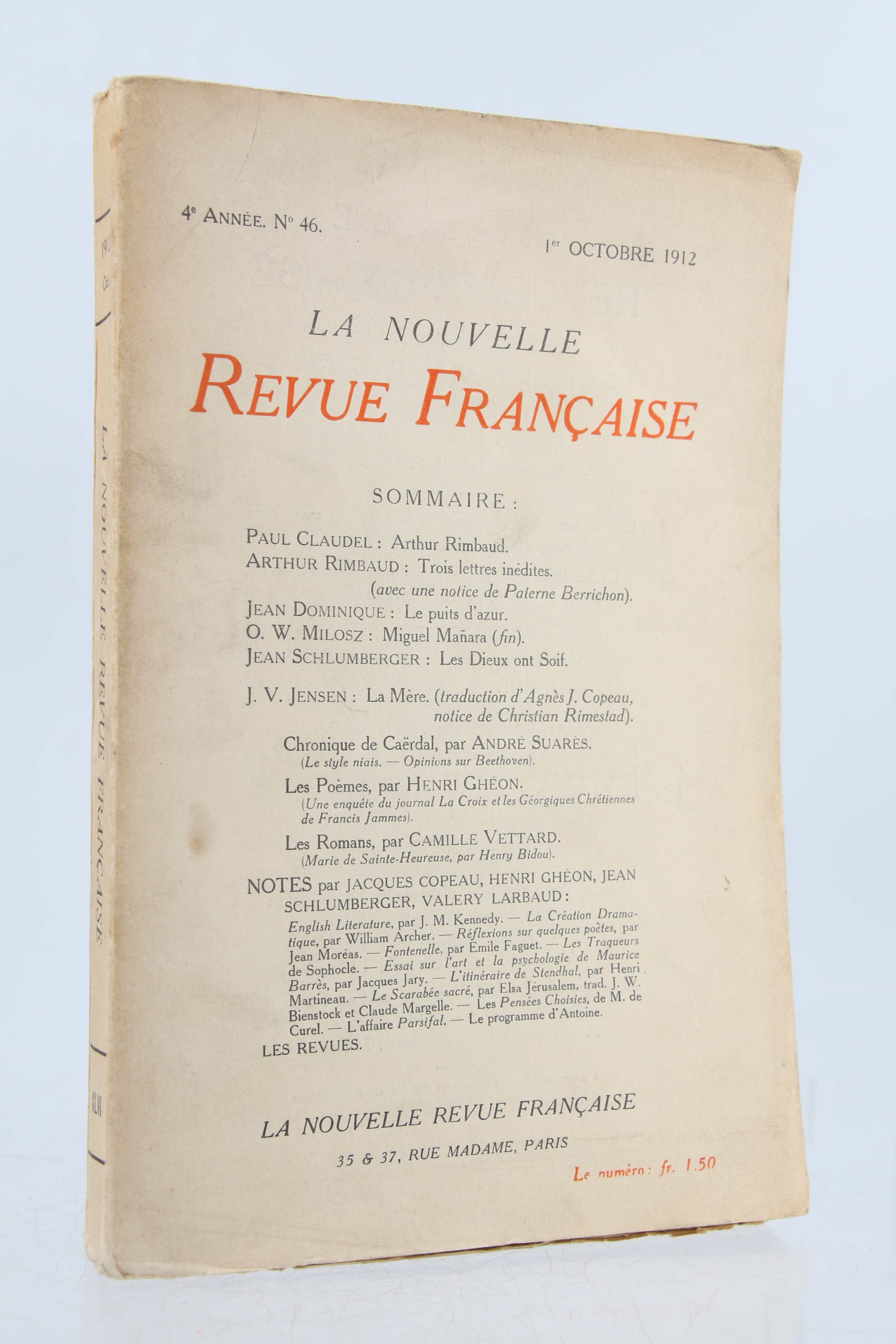 Trois lettres inédites • In La Nrf N°46 de la …