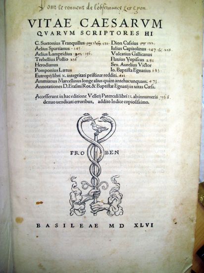 Vitae caesarum quarum scriptores hi Suetonius Tranquillus, Dion Cassius, Aelius …