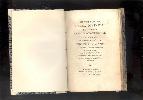 DEL TARDO GASTIGO DELLA DIVINITA'.DIALOGO DI PLUTARCO CHERONESE