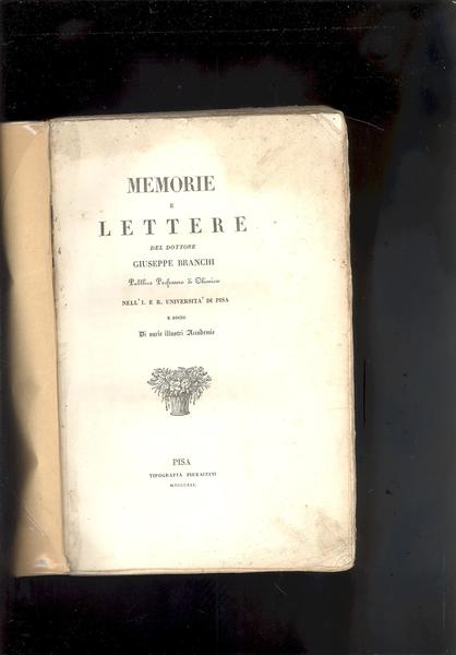 MEMORIE E LETTERE DEL DOTTORE GIUSEPPE BRANCHI