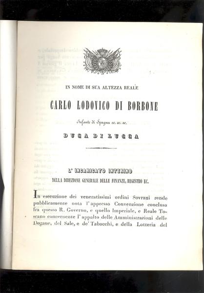 TRATTATO TRA IL DUCATO DI LUCCA E IL GRANDUCATO DI …