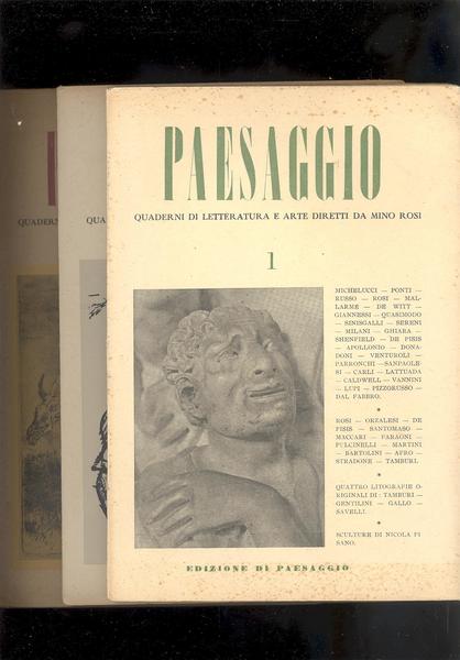 PAESAGGIO, QUADERNI DI LETTERATURA E ARTE DIRETTI DA MINO ROSI.