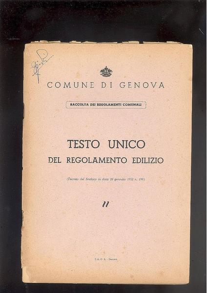 COMUNE DI GENOVA - TESTO UNICO DEL REGOLAMENTO EDILIZIO