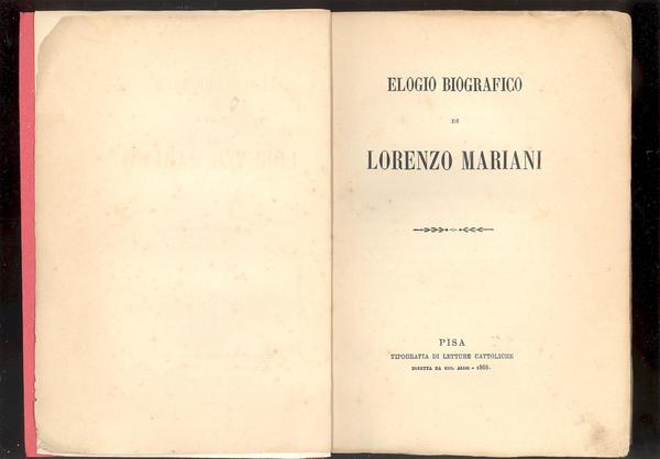 ELOGIO BIOGRAFICO DI LORENZO MARIANI