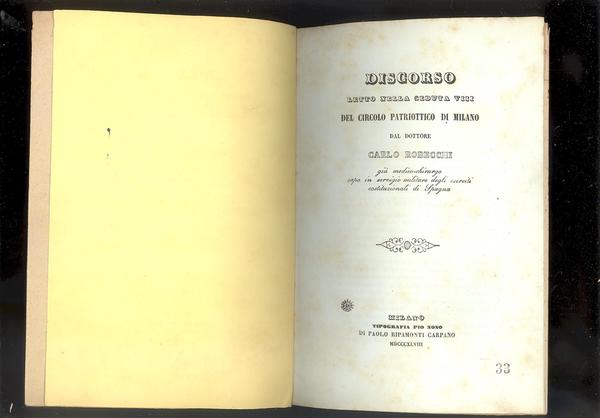 DISCORSO LETTO NELLA SEDUTA VIII DEL CIRCOLO PATRIOTTICO DI MILANO